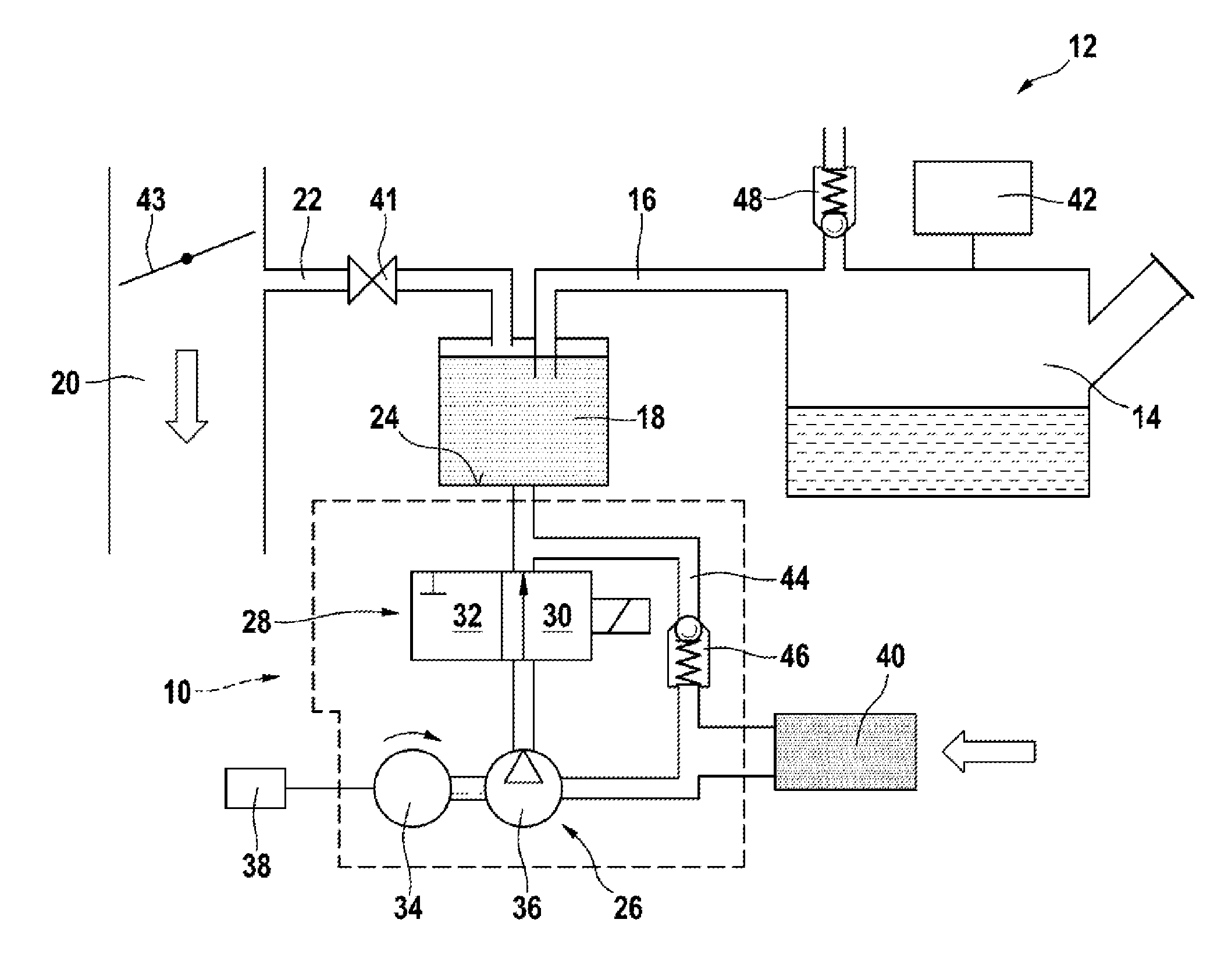 Device for selectively regenerating or performing tank leakage diagnosis of a tank ventilation system