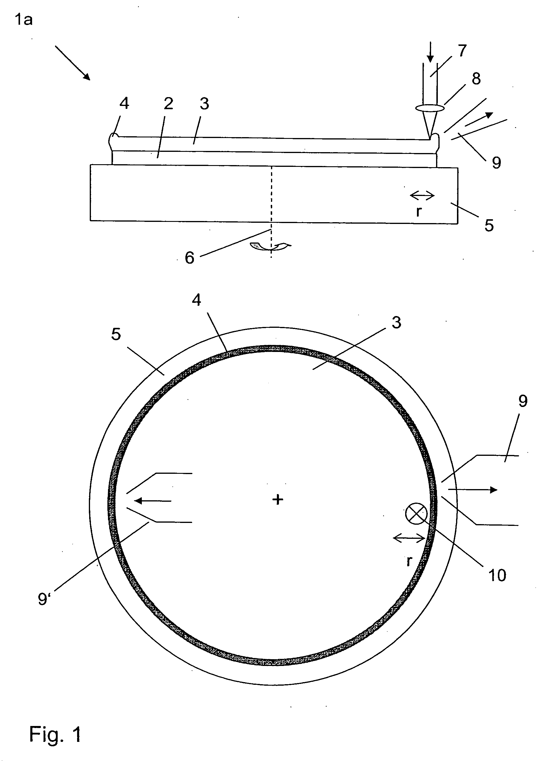 Method and apparatus for removing an edge region of a layer applied to a substrate and for coating a substrate and a substrate