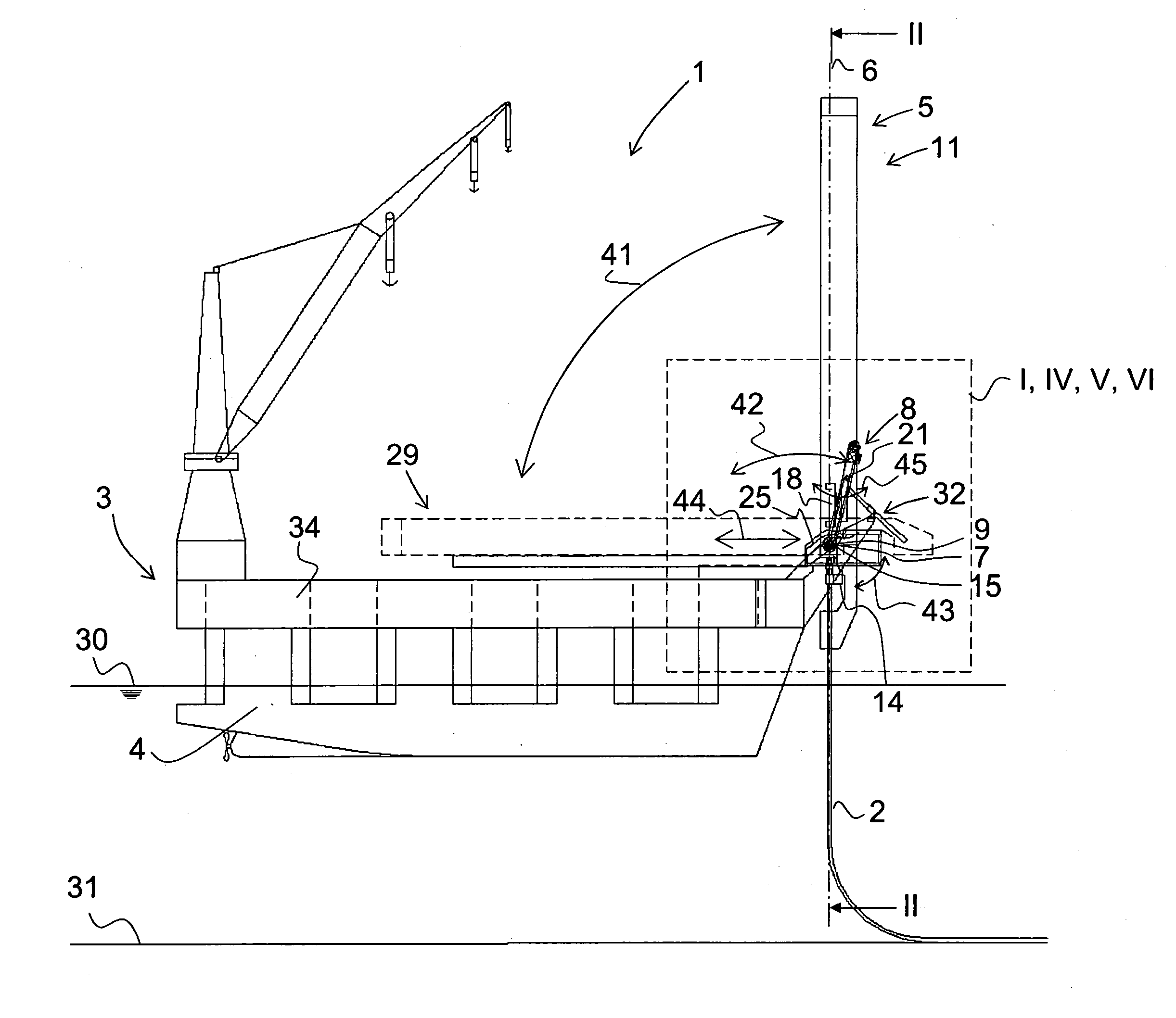 Vessel for laying a pipeline and comprising an a & r means