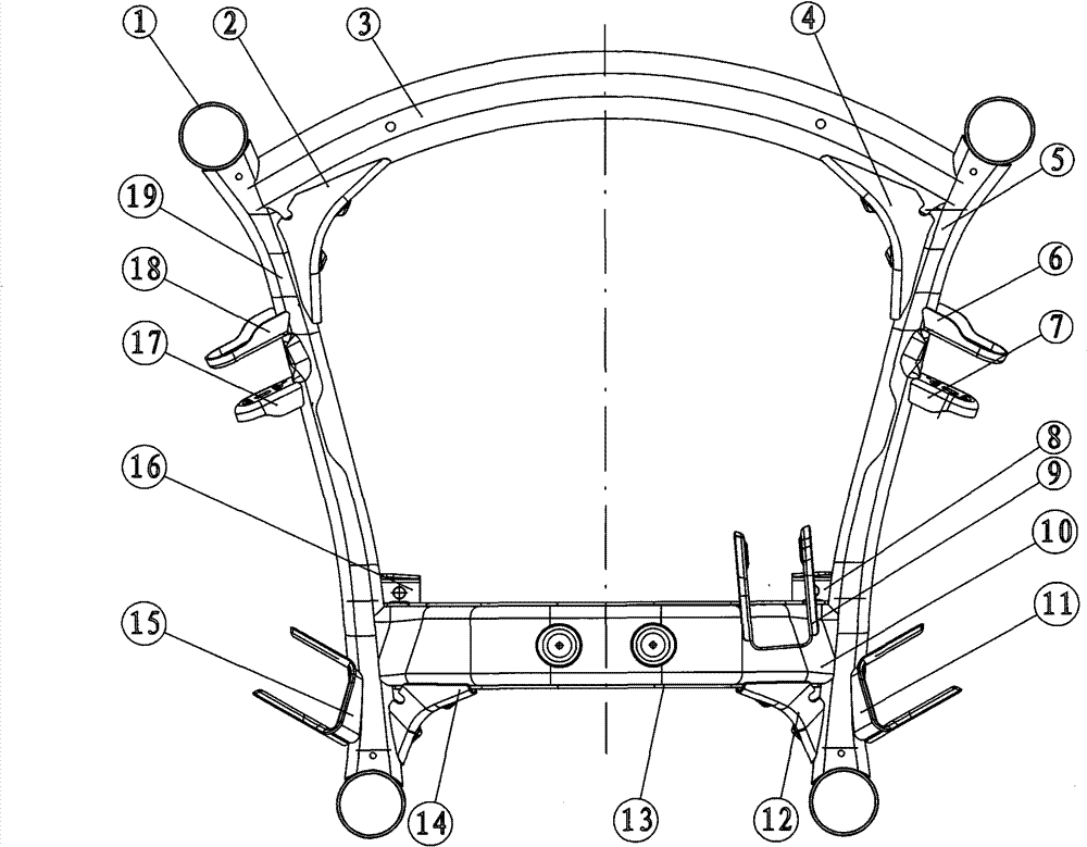 Internal high-pressure formed auxiliary frame and forming method thereof