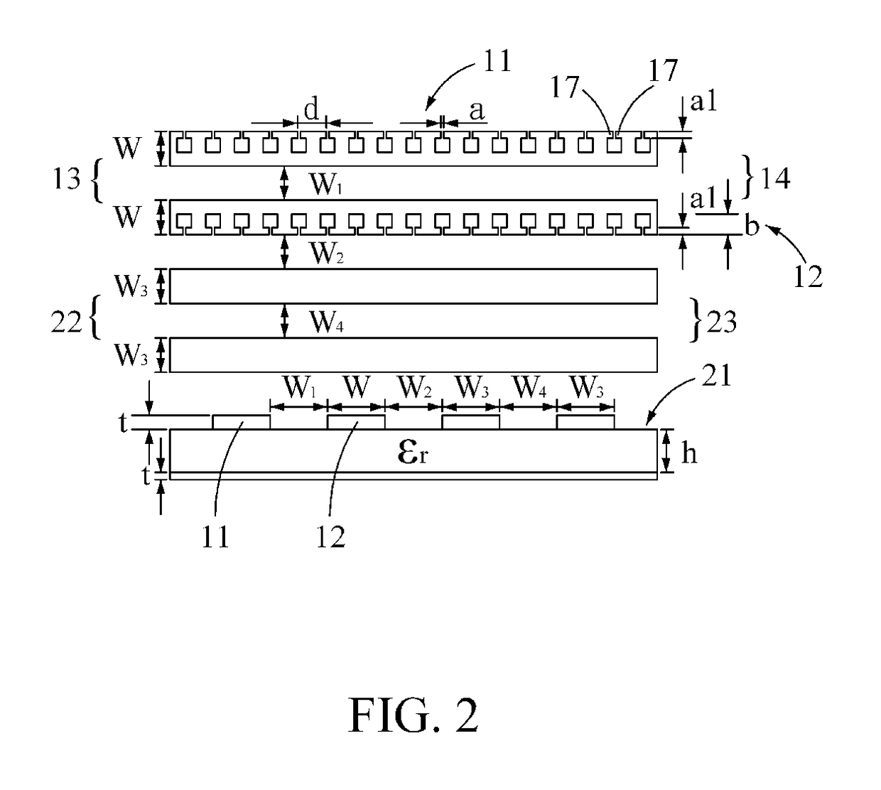 Low cross-talk differential microstrip lines having slots therein of subwavelength configuration