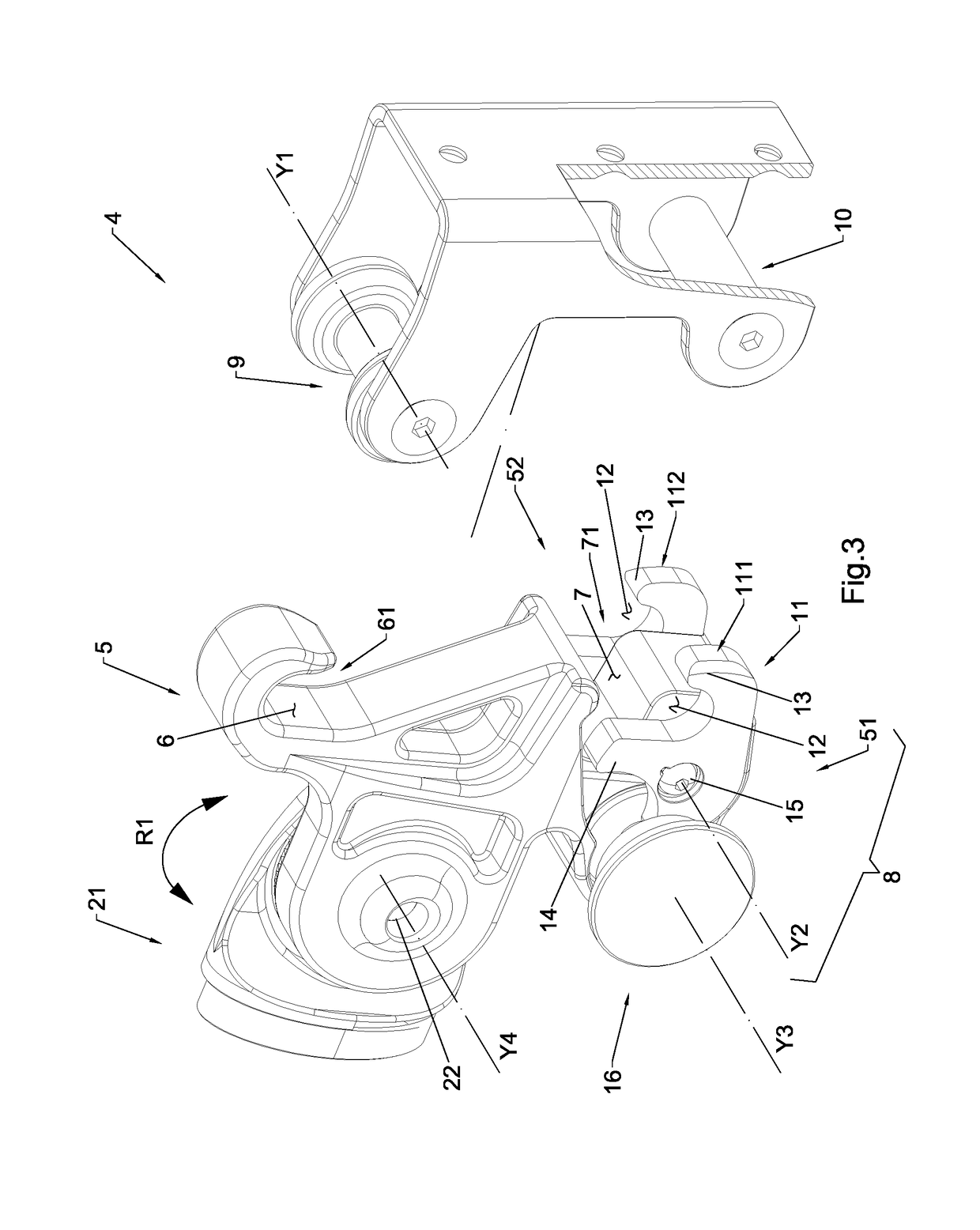 Connection assembly for coupling an auxiliary drive system to a wheelchair for disabled people
