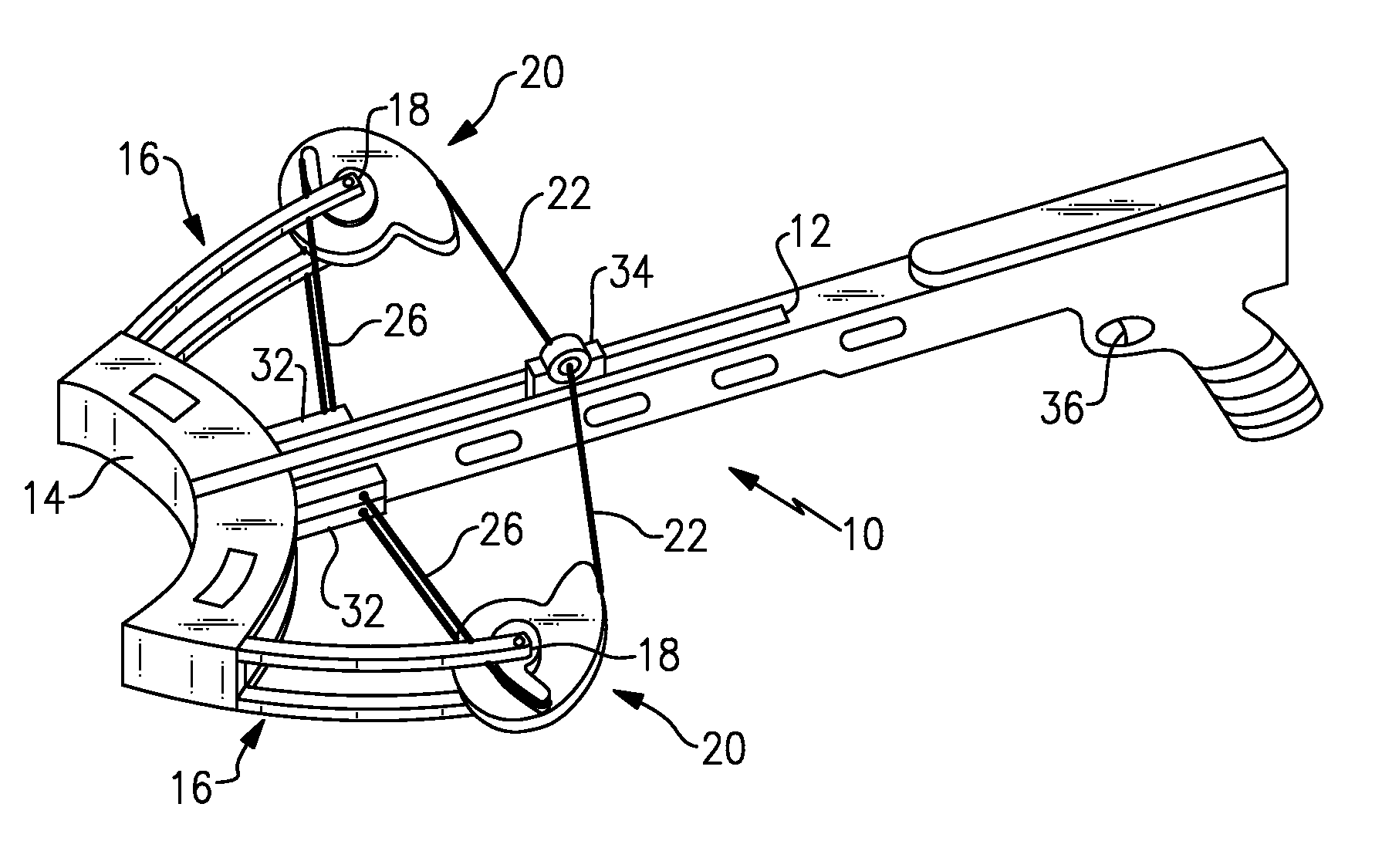 Bowstring cam arrangement for compound crossbow