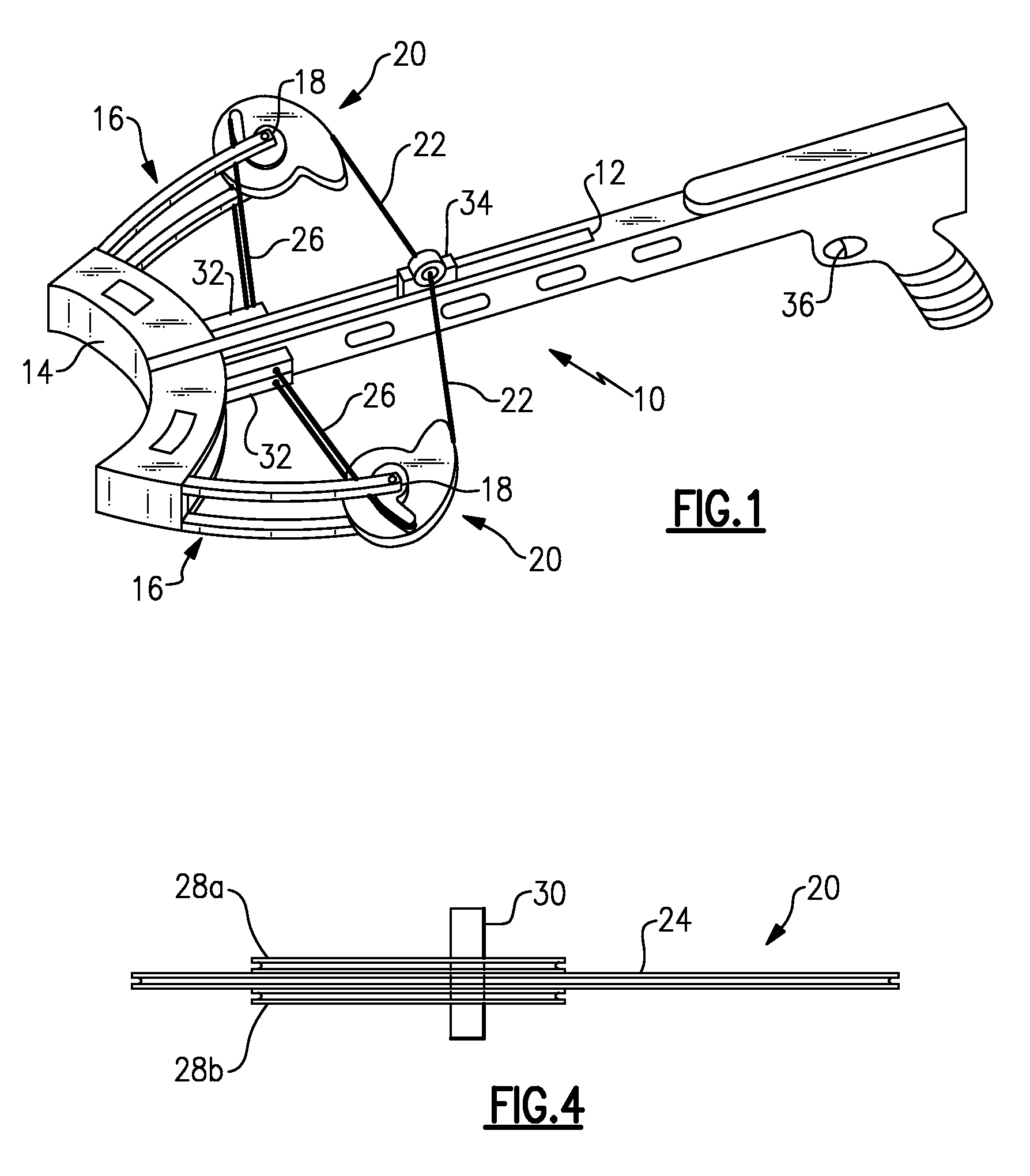 Bowstring cam arrangement for compound crossbow