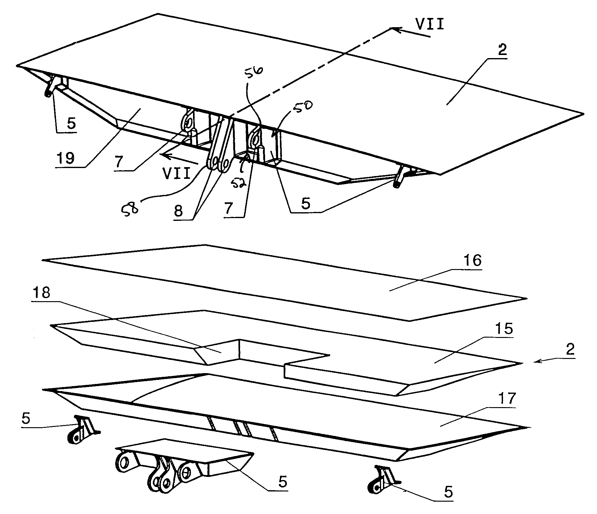 Device for connecting movable parts with structural elements of airplanes or the like