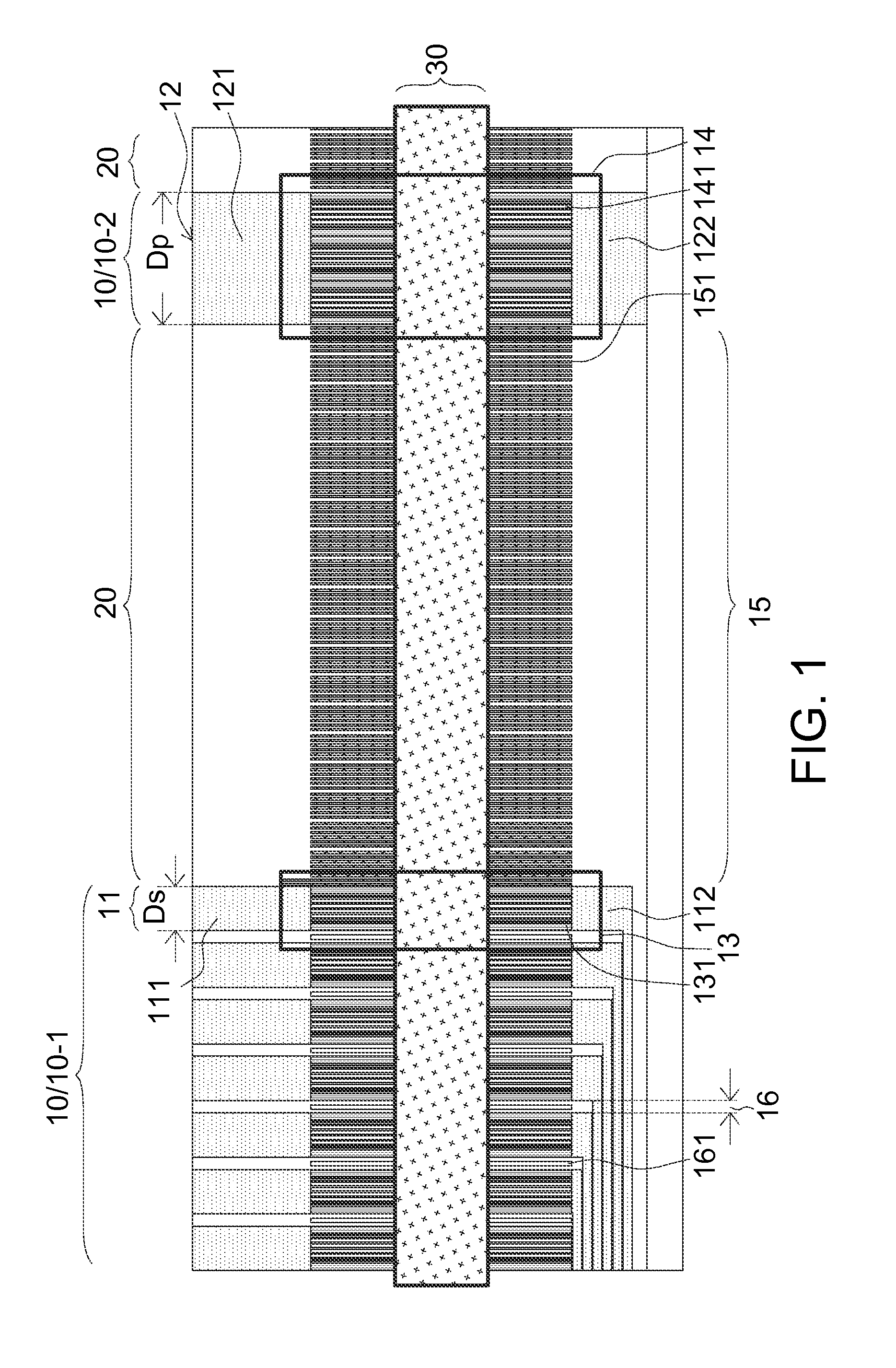 Display panel with varying conductive pattern zone