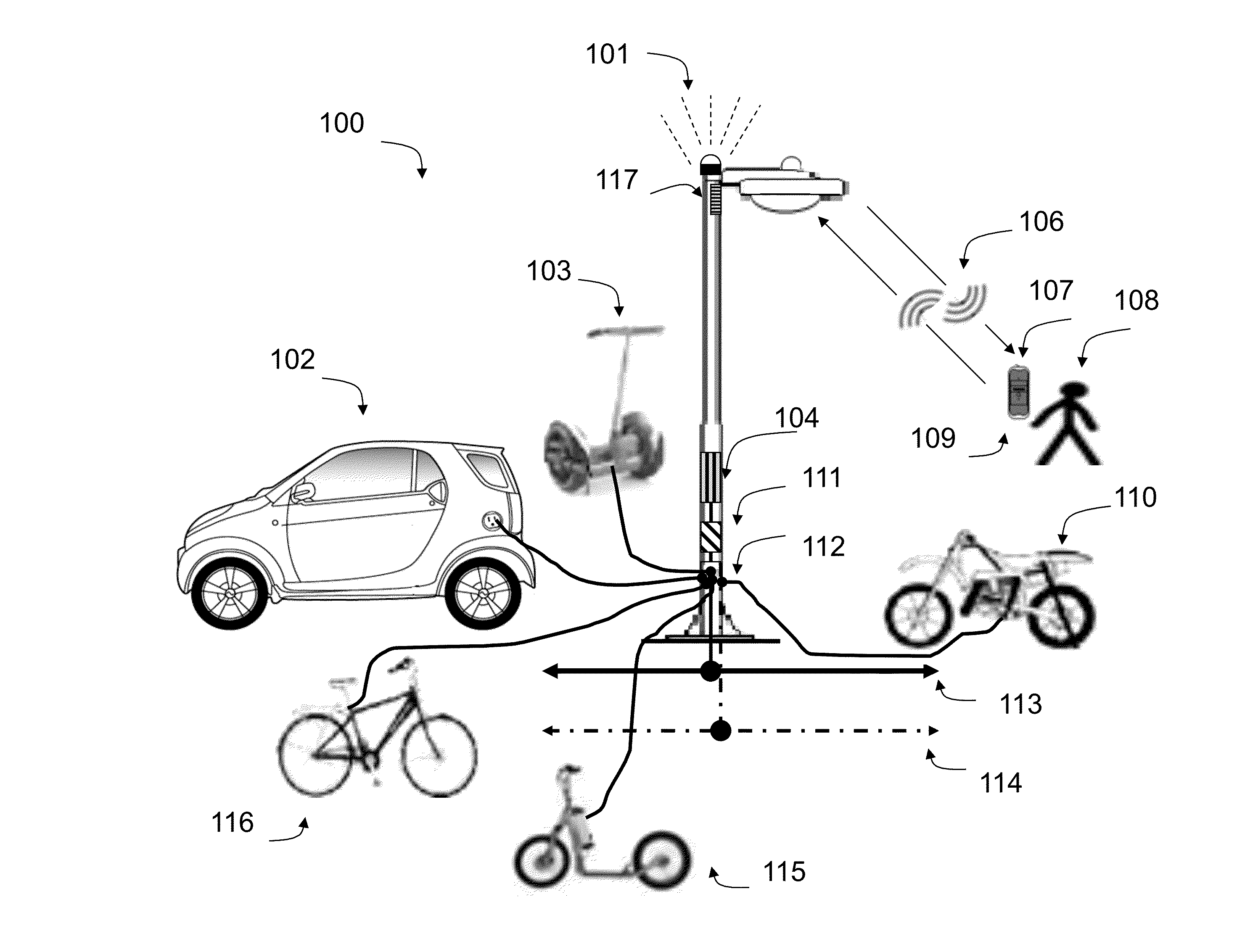 Device and method for automatic billing of power consumption through street poles