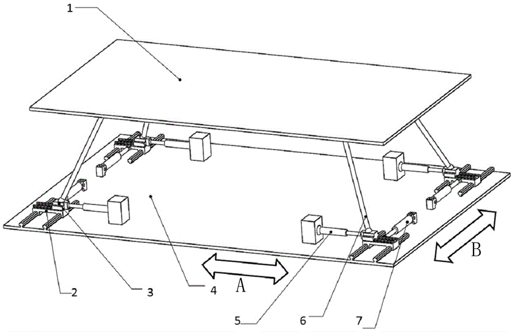 Swaying platform under control of cross-shaped sliding table and swaying control method