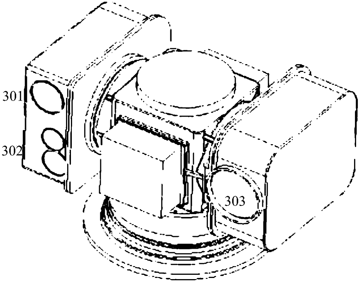 Rotating mechanism of intermediate support of T-shaped turntable