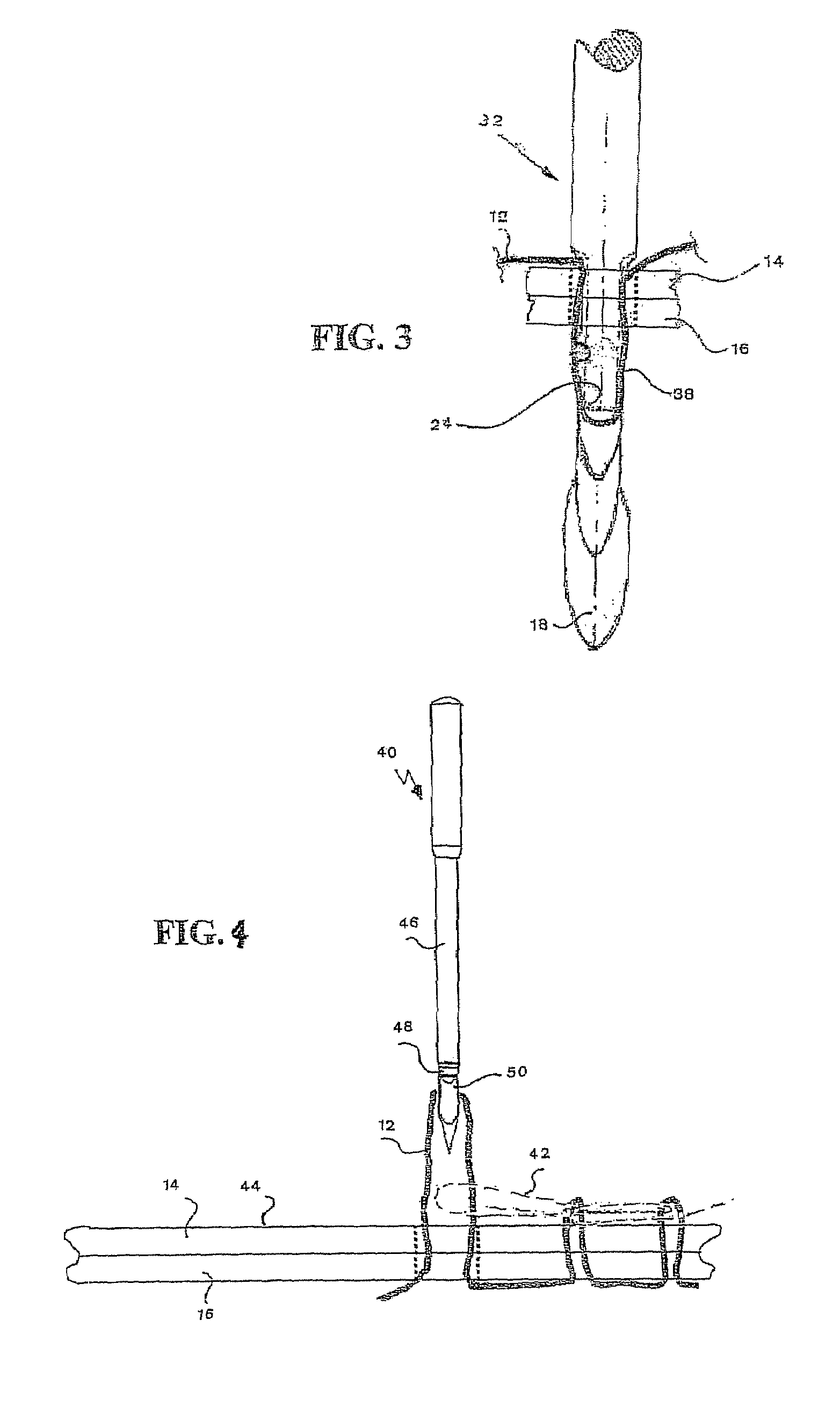 Needle for machine stitching with a composite thread