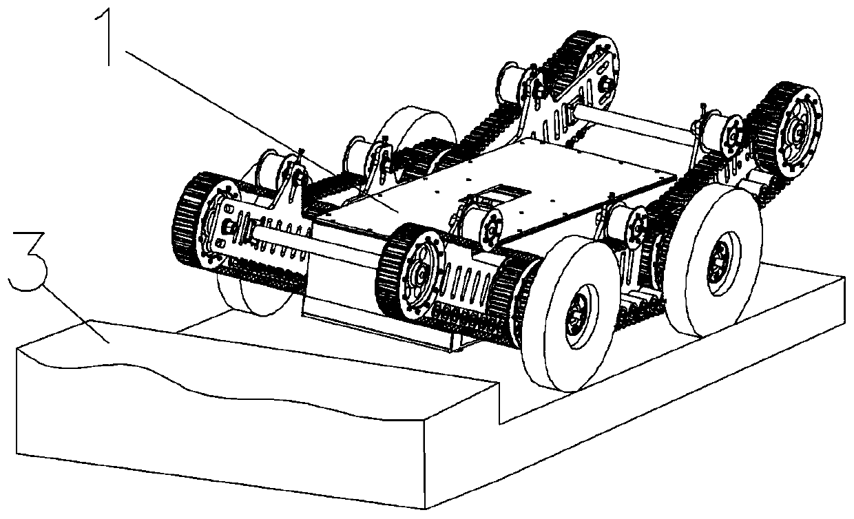 A shock-absorbing chassis and a substation wheel-track obstacle-climbing robot with a shock-absorbing chassis