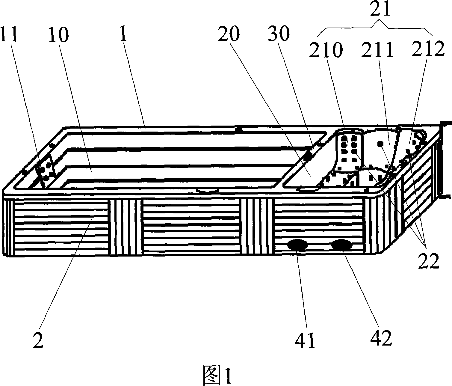 Multifunctional sanitary equipment for swimming, bathing, surfing, massaging, and manufacturing method thereof