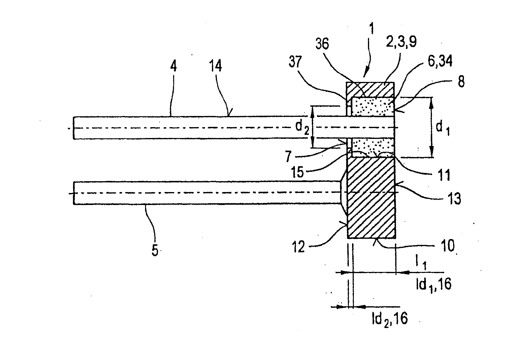 Metal fixing material bushing and method for producing a base plate of a metal fixing material bushing