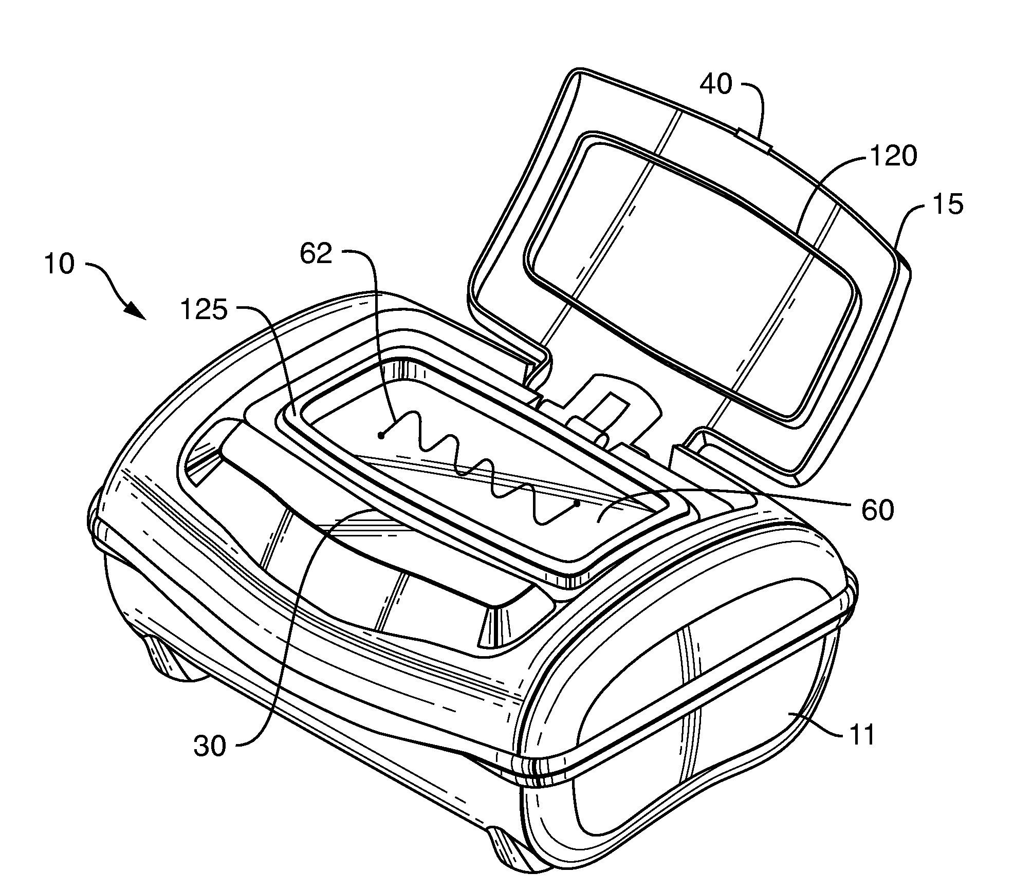 Dispenser With a Wide Lid-Activation Button Having a Stabilizing Rib
