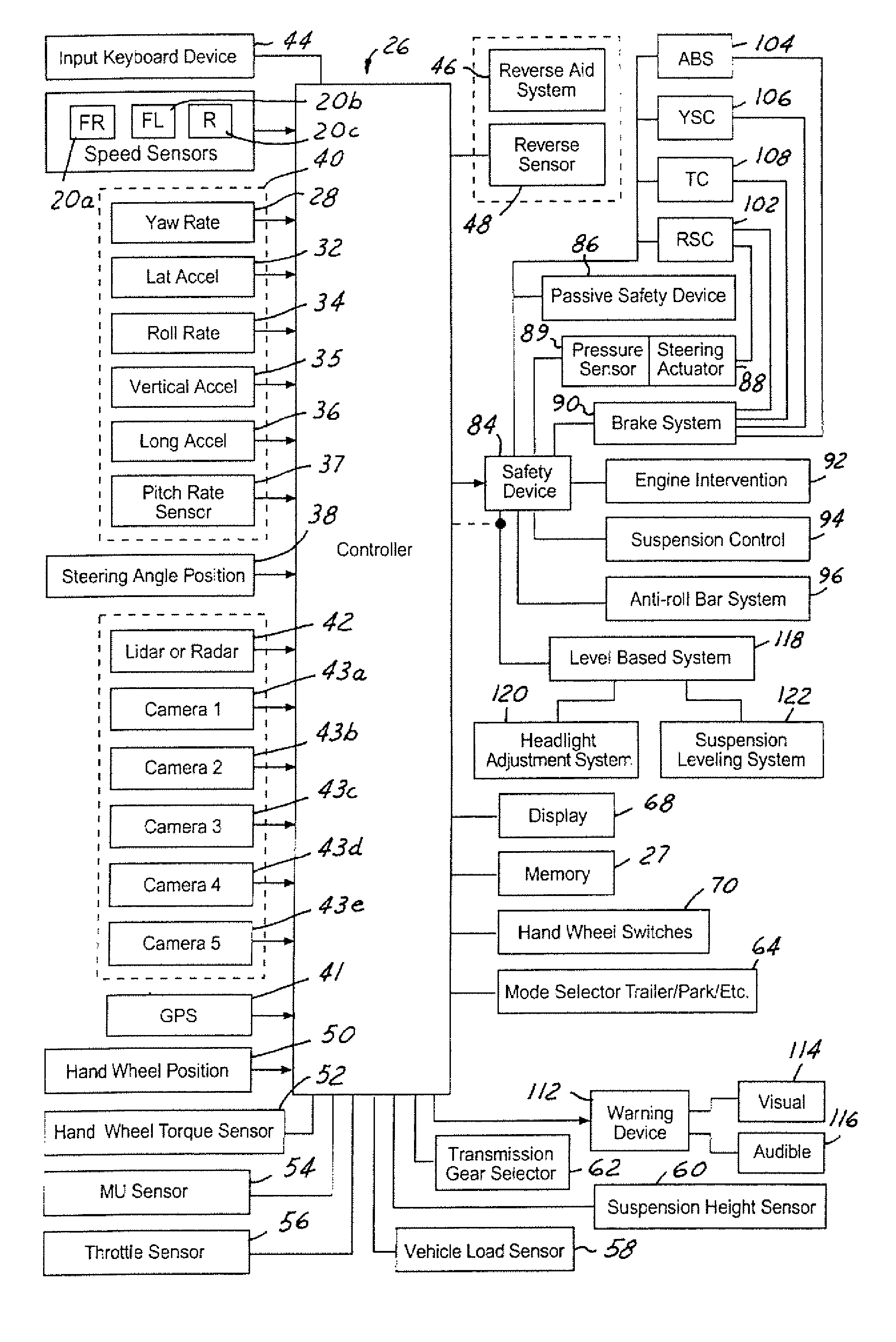 Method and apparatus for determining a reference vehicle velocity and a rear wheel speed in a vehicle having three speed sensors