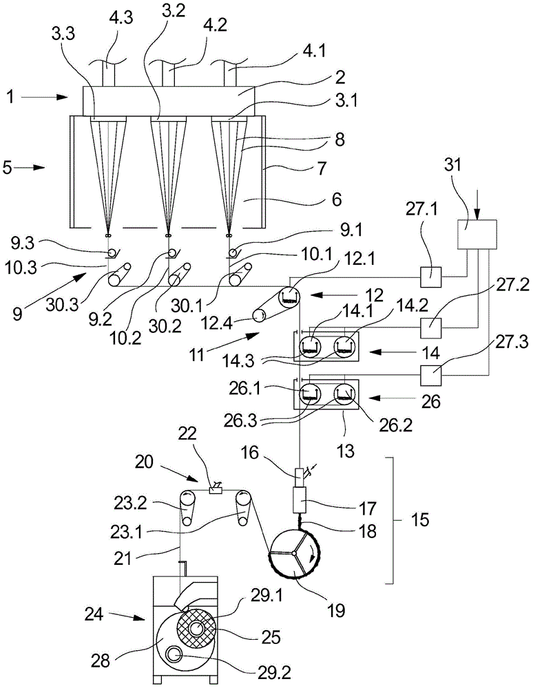 Melt-spinning method and melt-spinning apparatus for producing crimped yarn