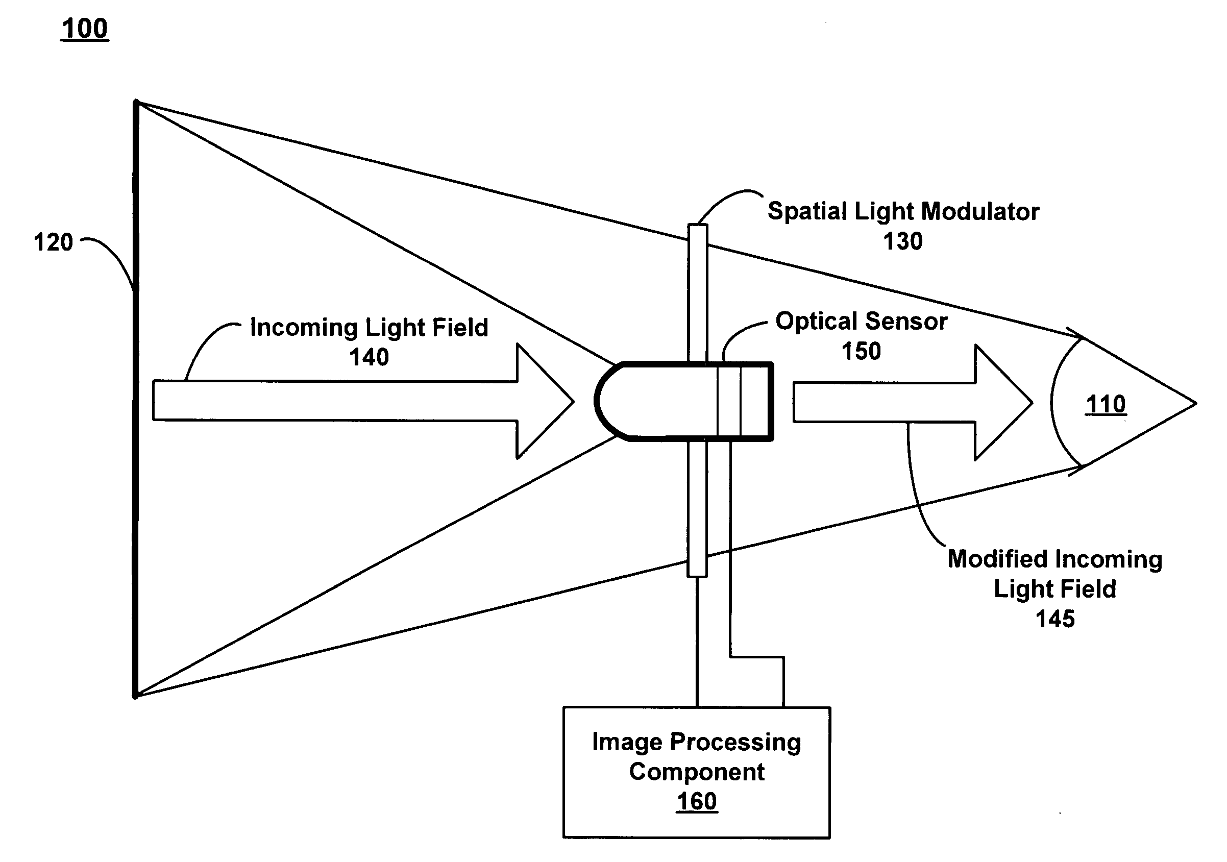 Image processing of an incoming light field using a spatial light modulator