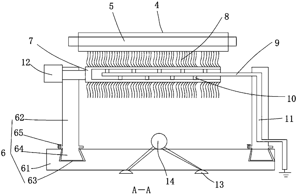 Static elimination brush structure for vacuum aluminum plating