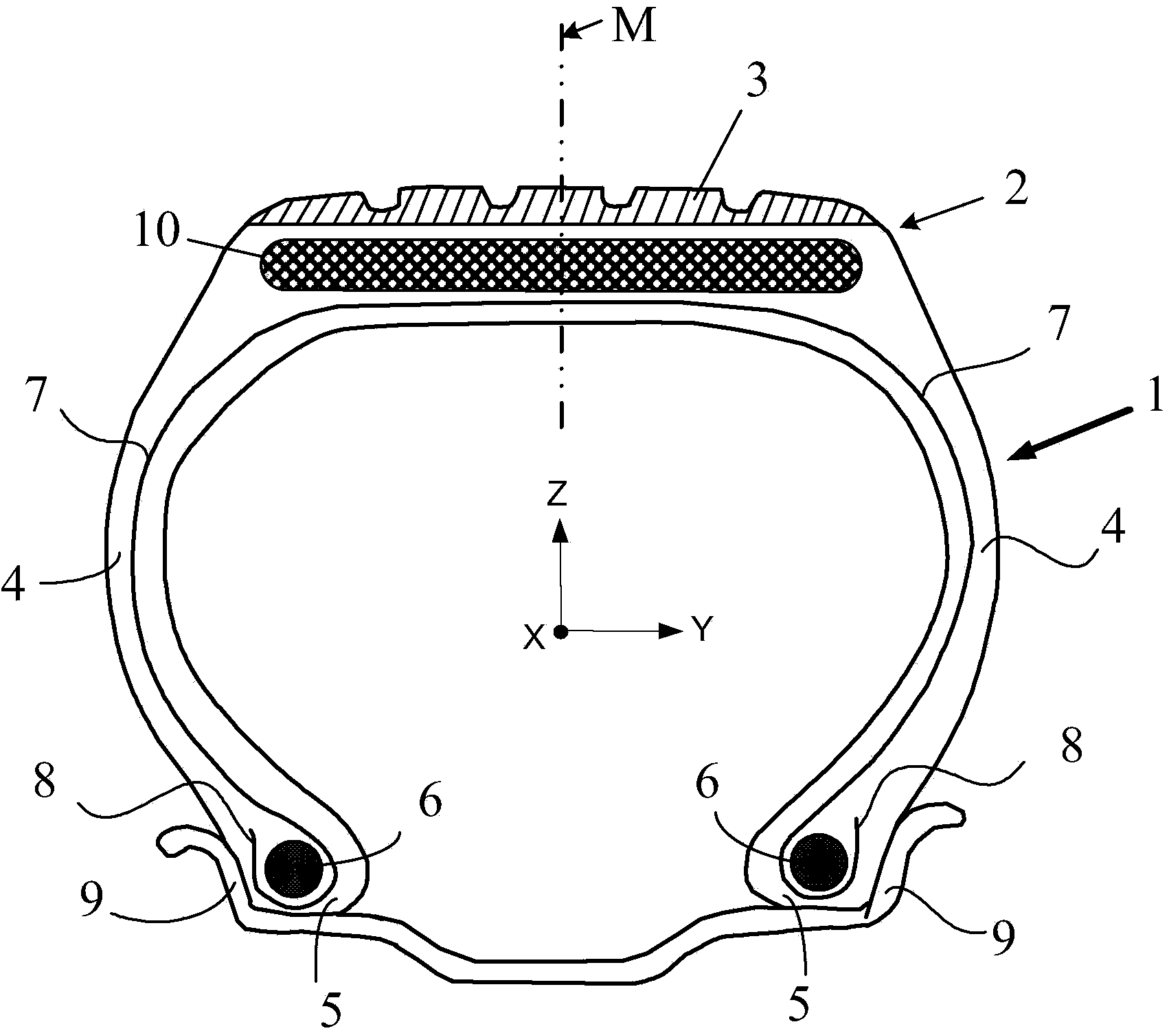 Radial tyre with lightened belt structure