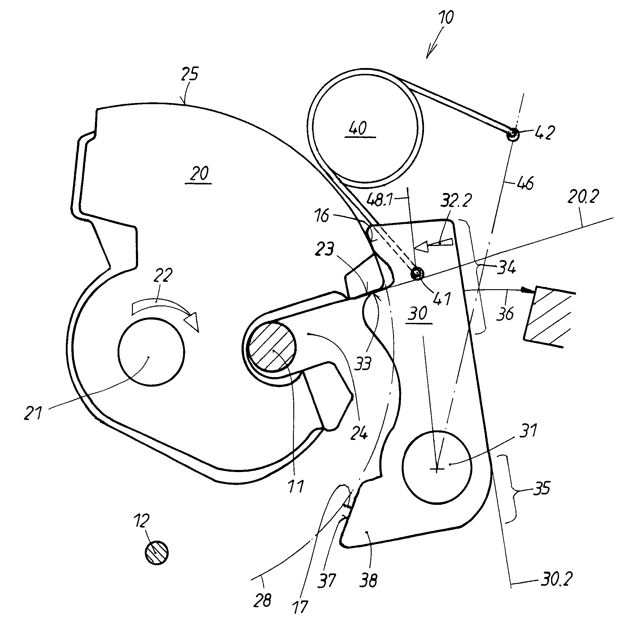 Device for actuating locks on doors or hatches of vehicles