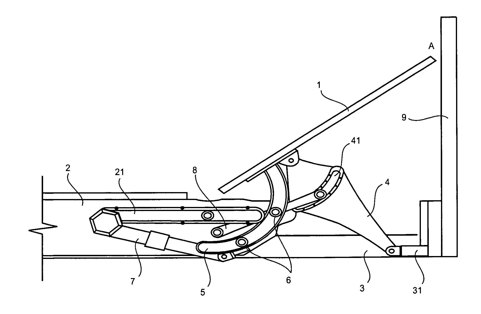 Sliding block linkage folding bed