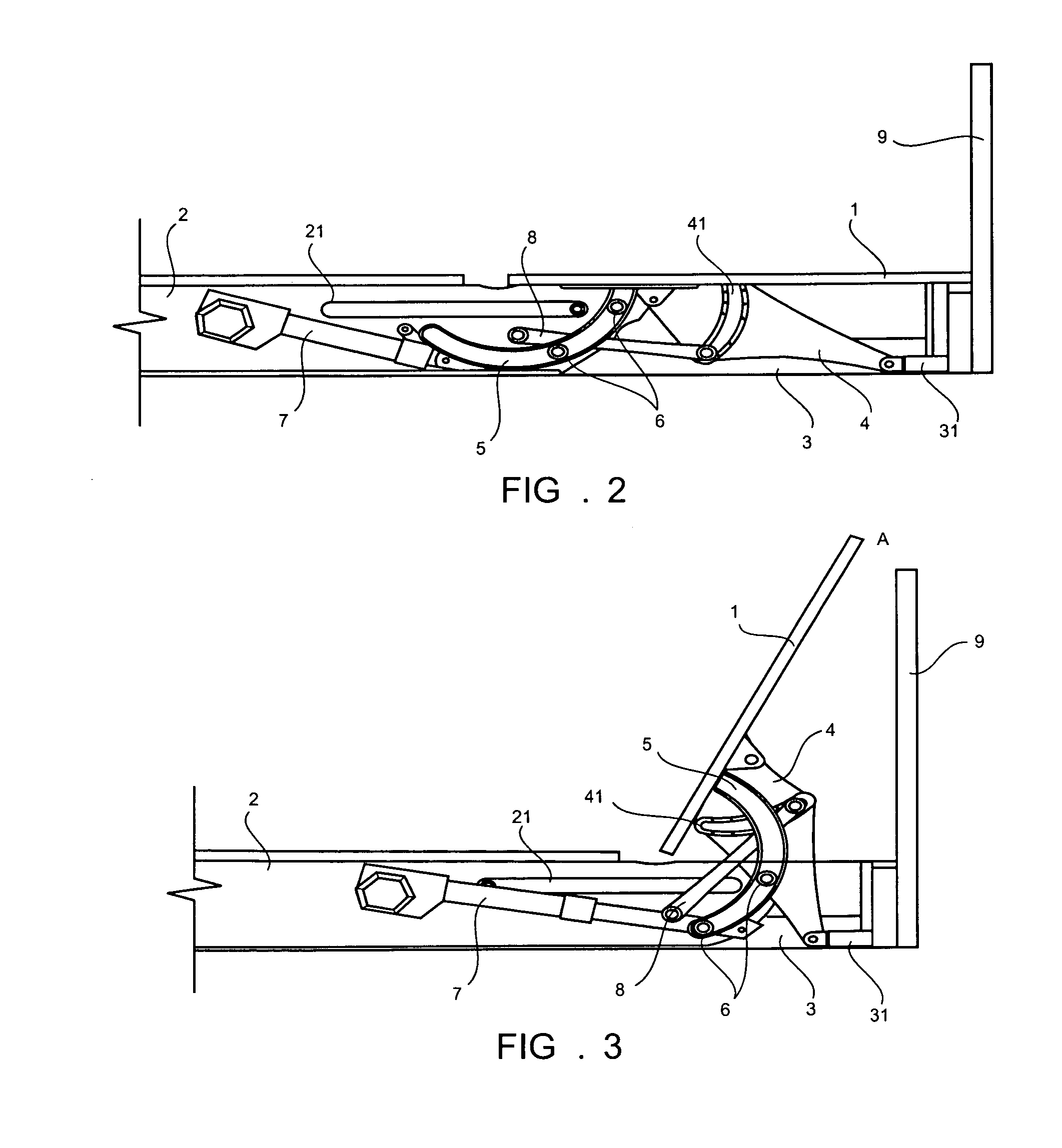 Sliding block linkage folding bed