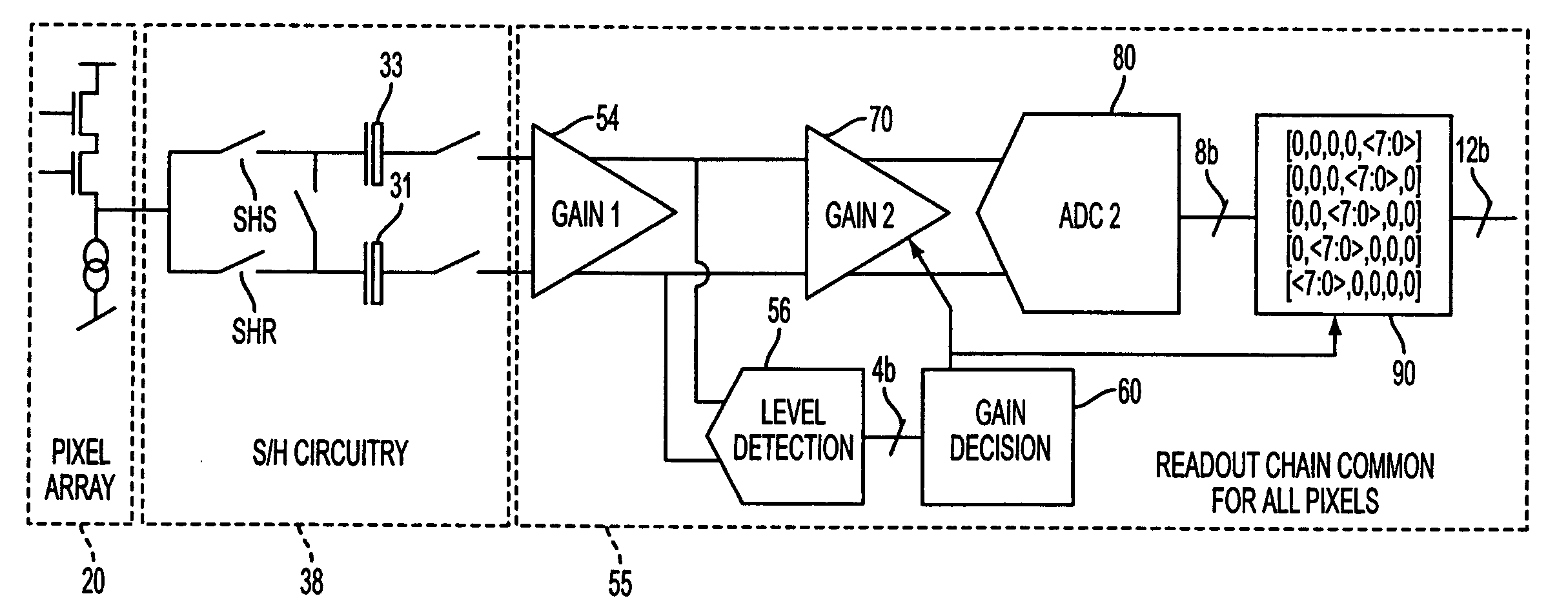 Readout technique for increasing or maintaining dynamic range in image sensors