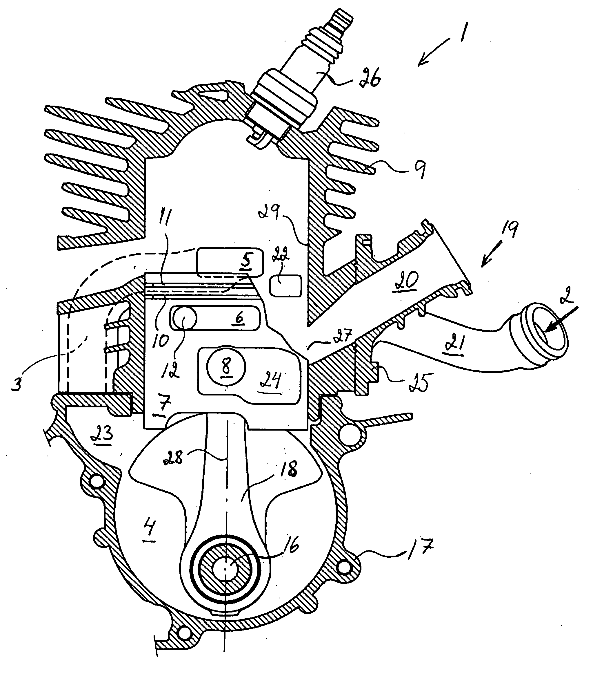 A Crankcase Scavenged Two-Stroke Internal Combustion Engine Having an Additional Air Supply