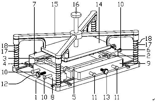 Casting and forming device of silica gel mould for fins of surfboard
