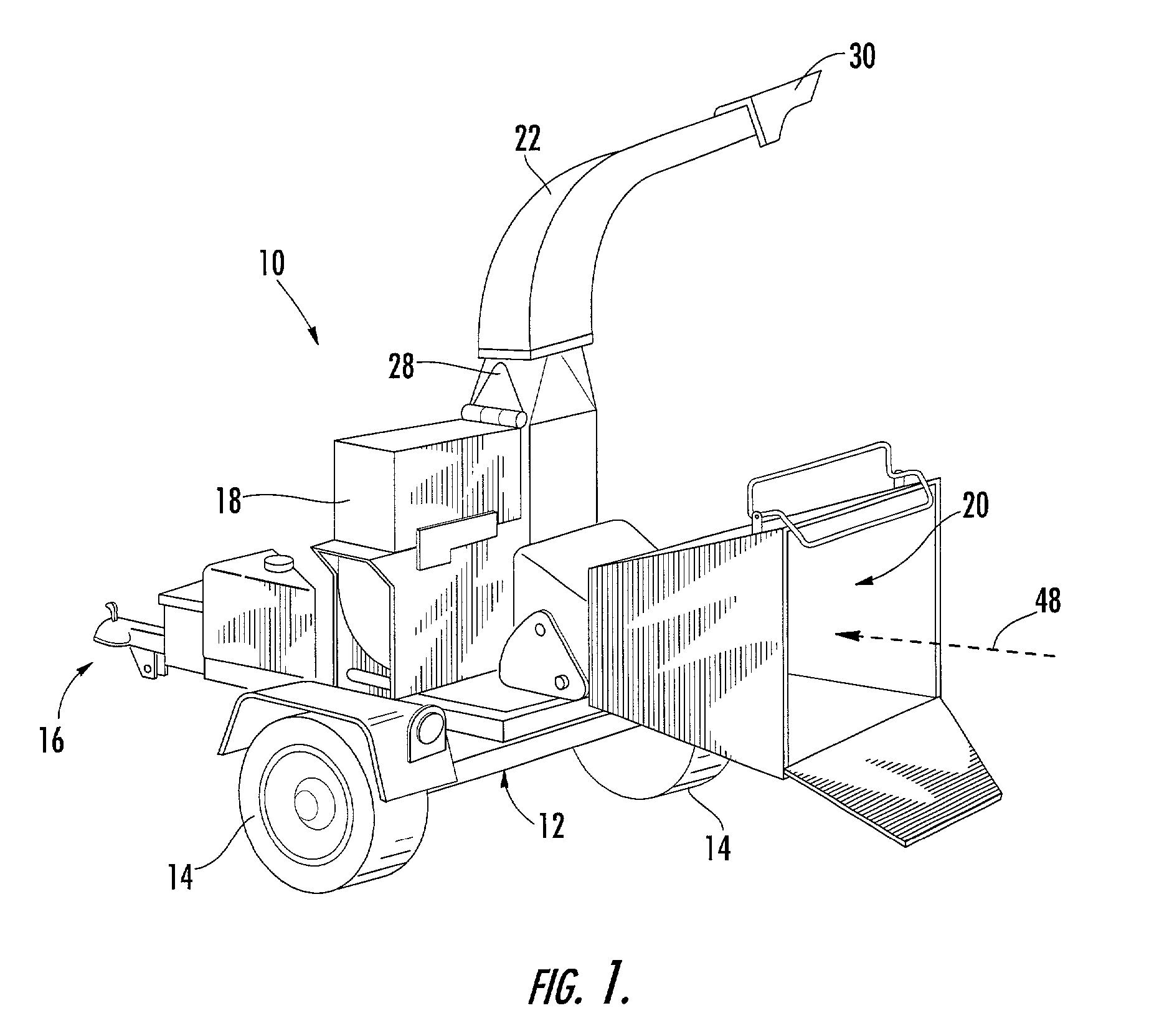 Wood chipper having an infeed chute safety device