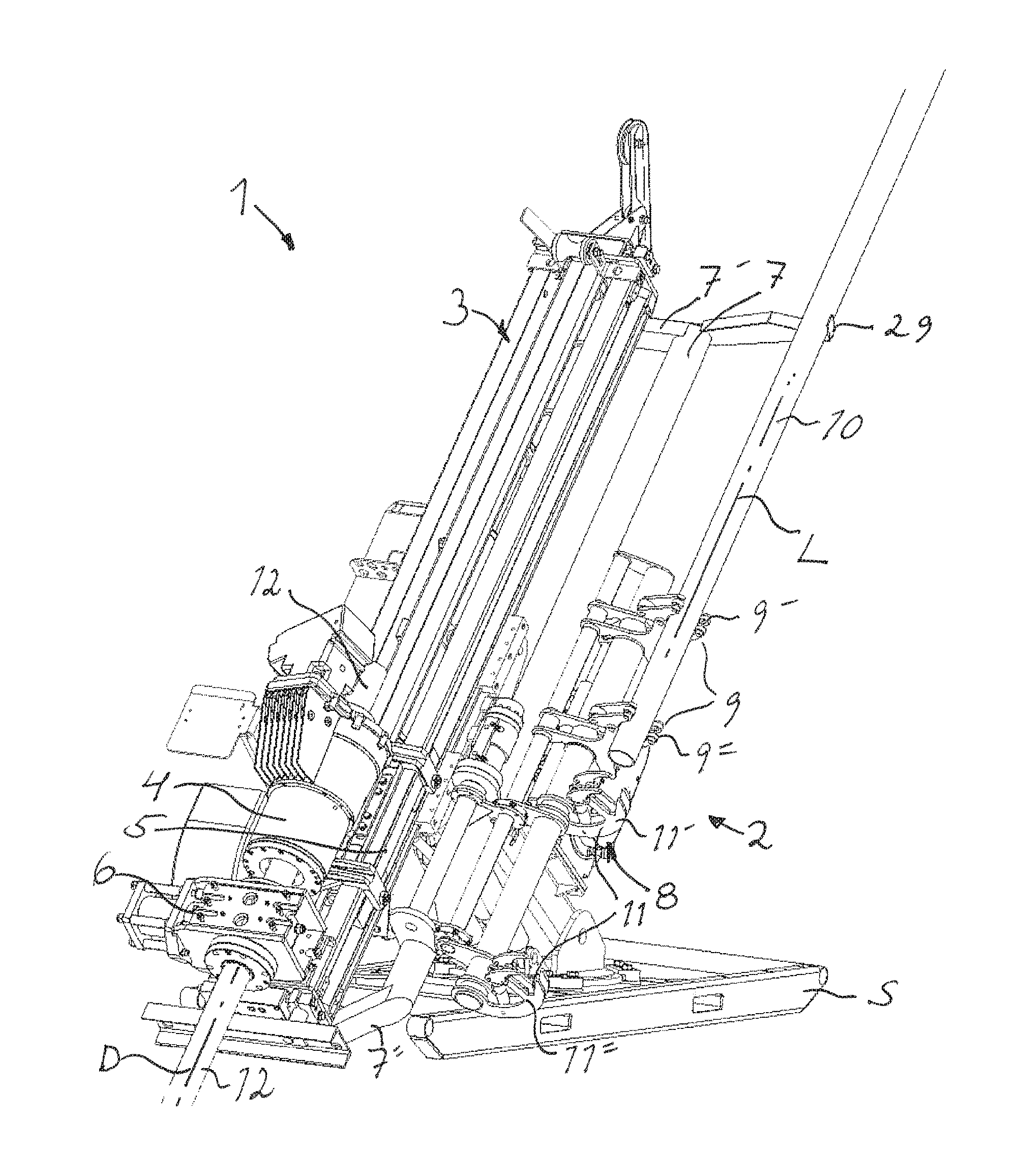 Device and method for handling drill string components in a drill rig and drill rig