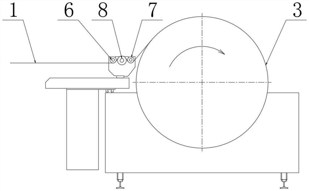 Three-roller type yarn guide roller device of warping table