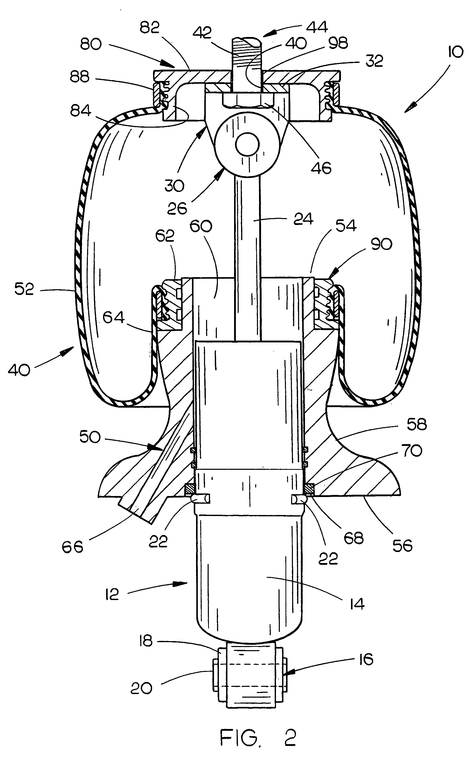 Air spring and shock absorber assembly for use in suspension systems
