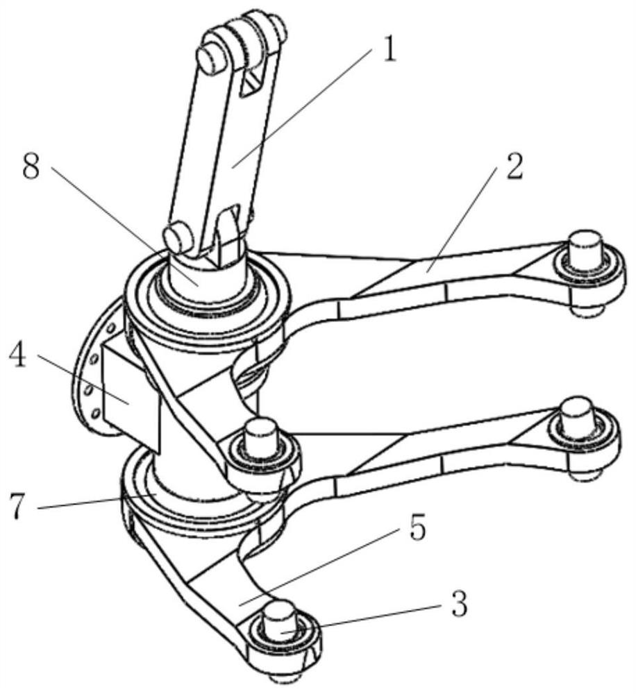 Double-fork-arm type front suspension of off-highway mining dump truck