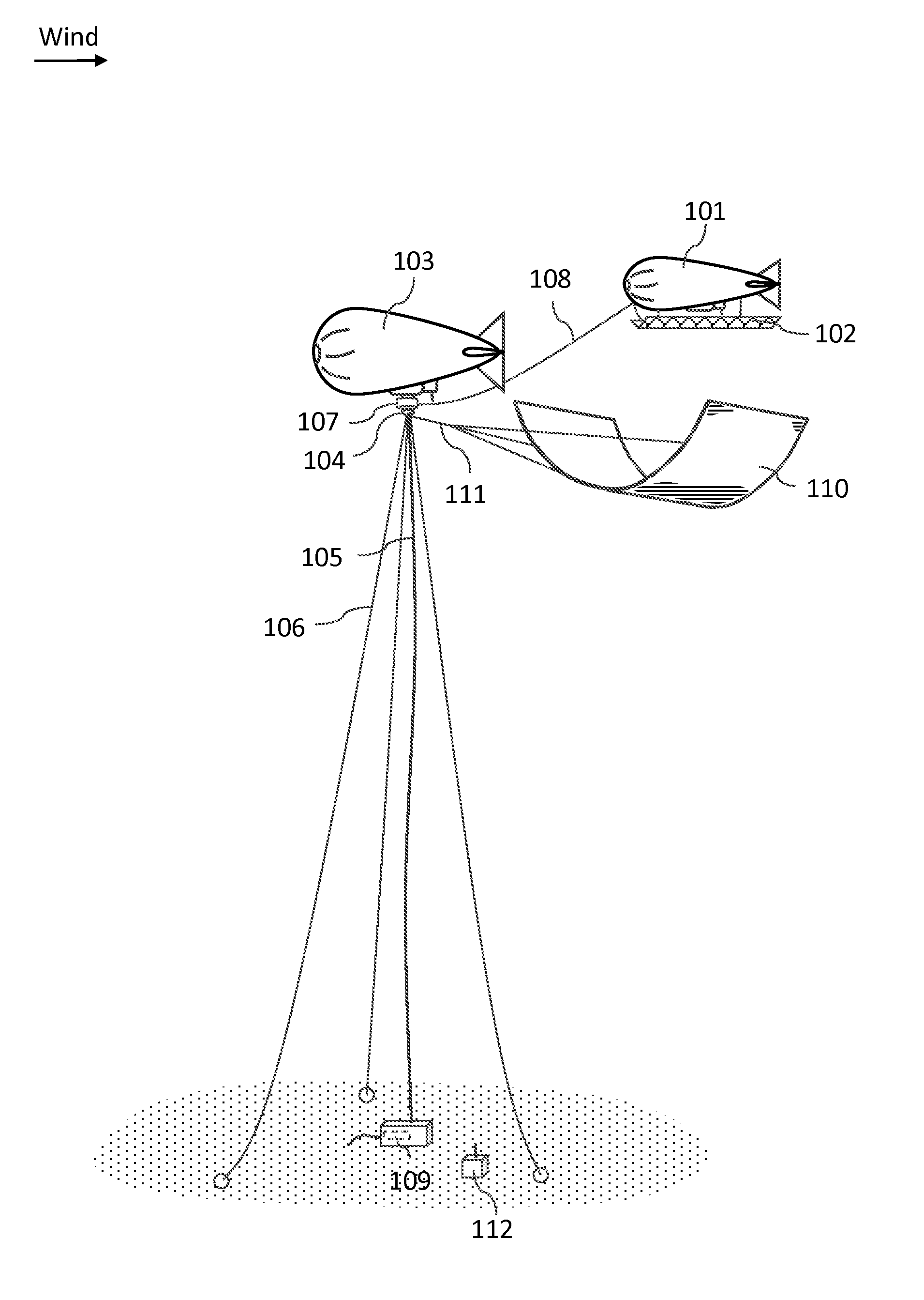 Airborne photovoltaic solar device and method