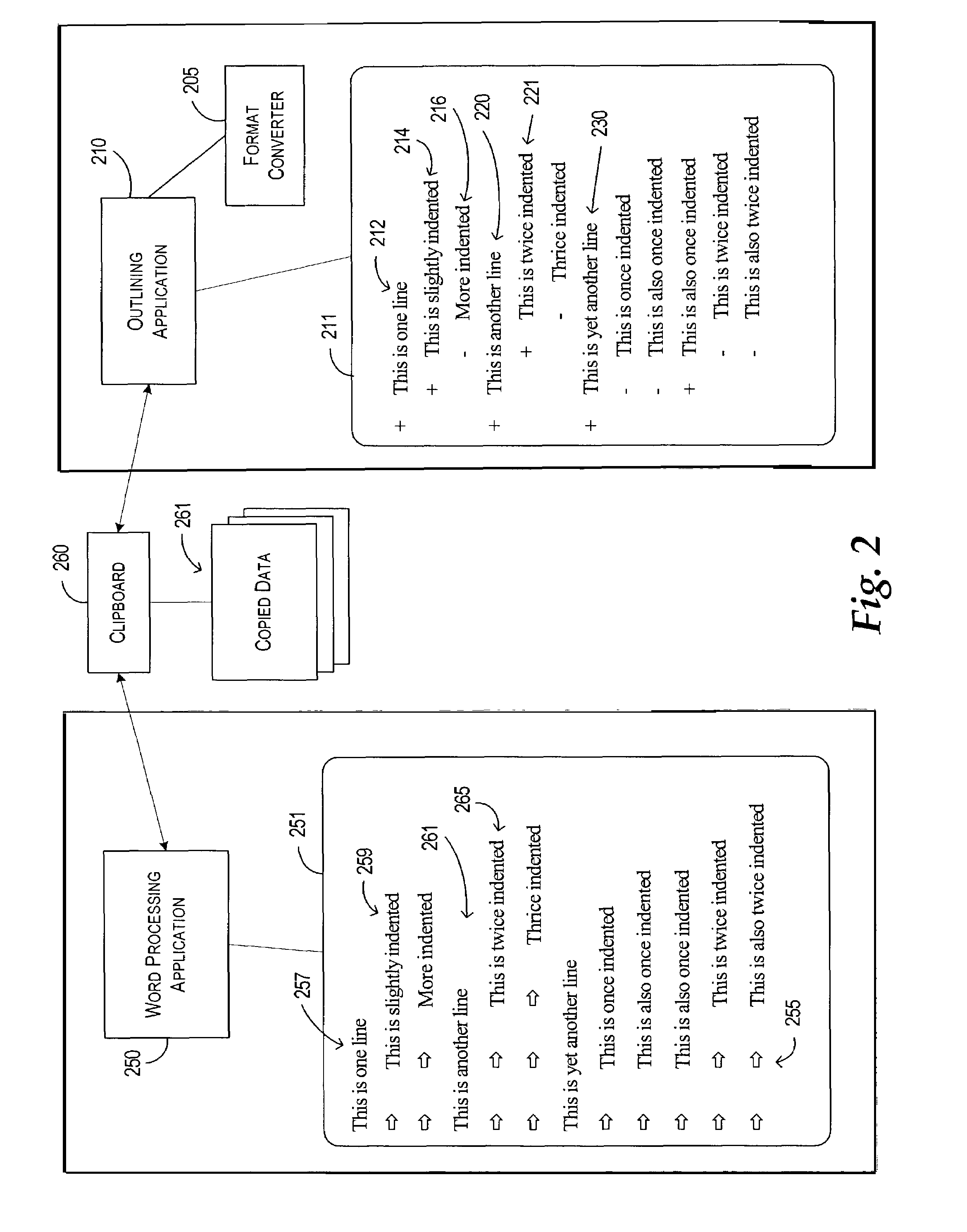 System and method for converting between text formatting or markup language formatting and outline structure