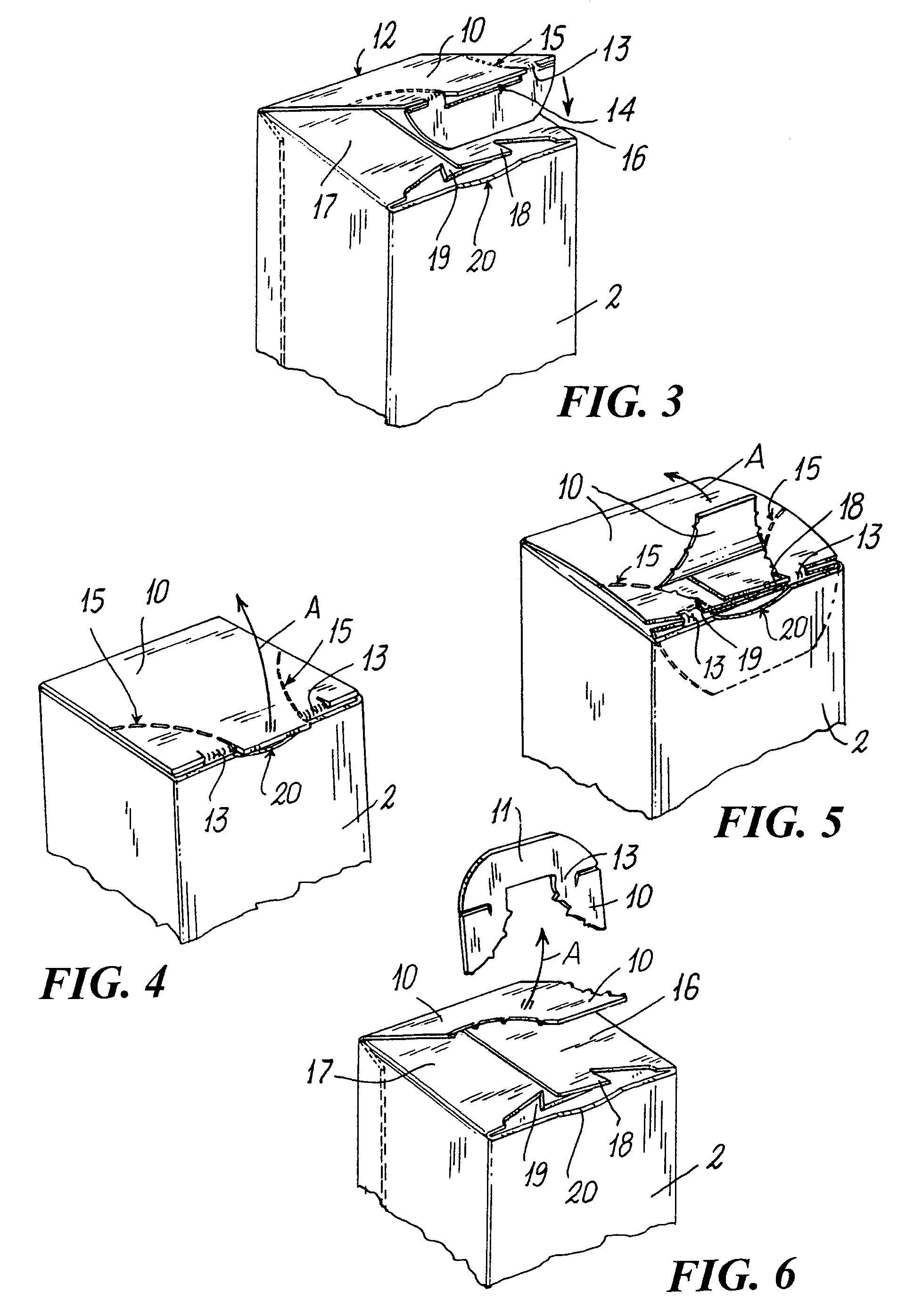 Box with a base resistant to opening and having portions thereof breakable to prevent the box from being reclosed after initial opening thereof