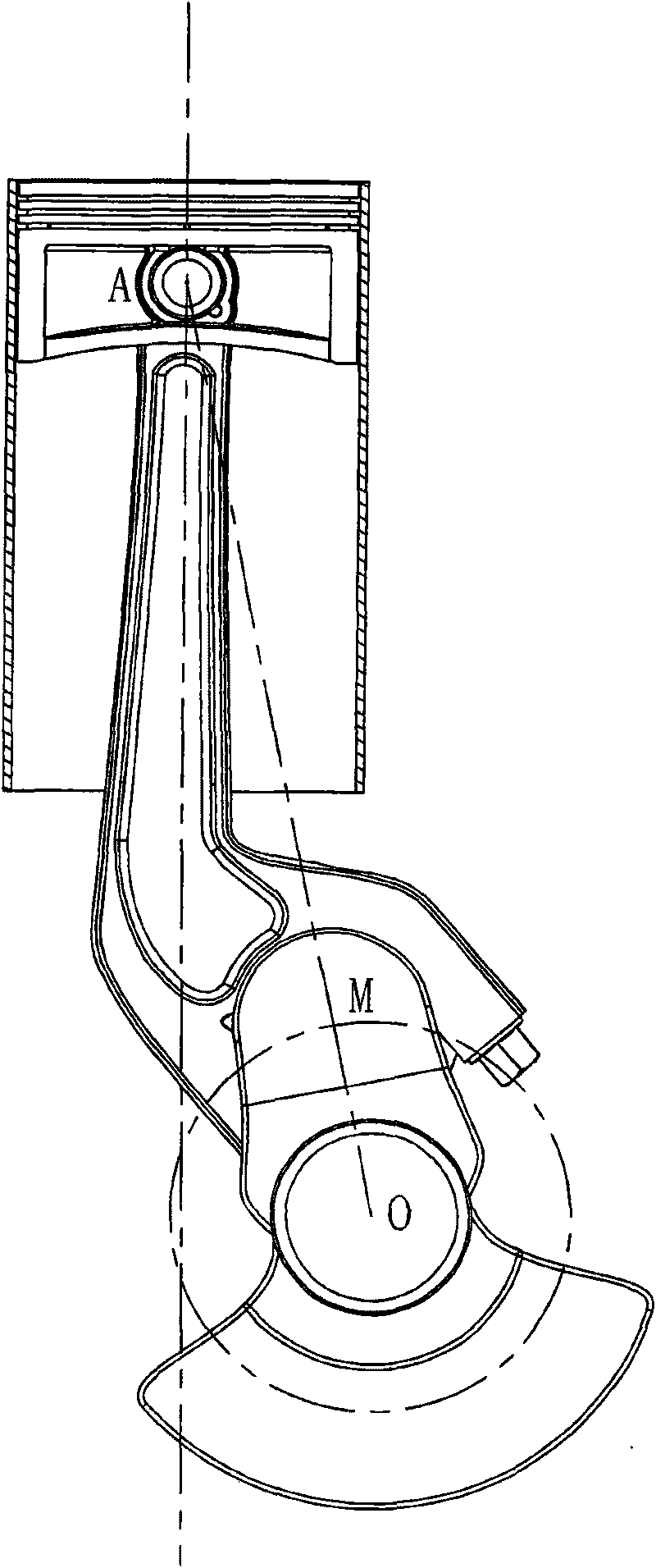Bent connecting rod offset bent shaft mechanism and bent connecting rod offset bent shaft motor