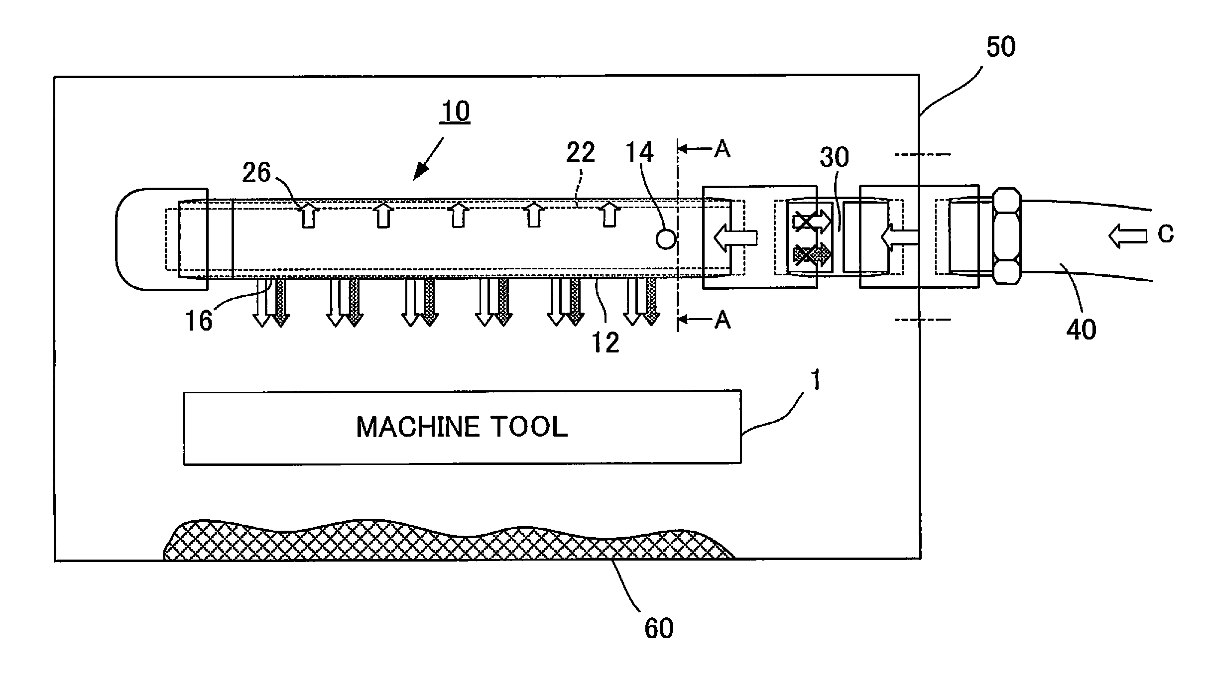 Interior cleaning device for machine tool, and cleaning pipe used by interior cleaning device for machine tool