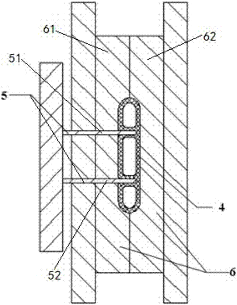 Molding process for flat plate type extruded-blown product containing internal reinforced structure