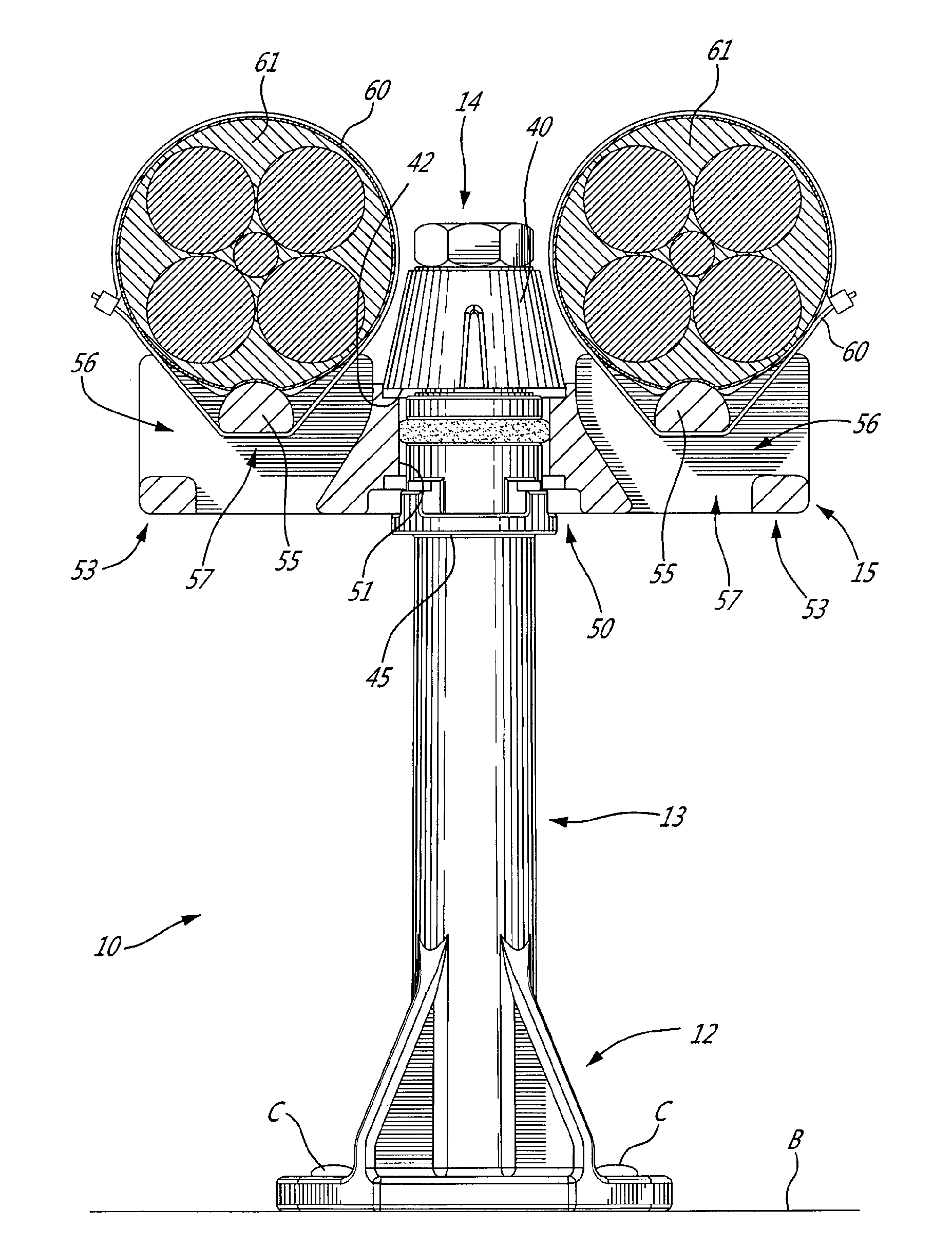 Standoff device and method of installation of harness