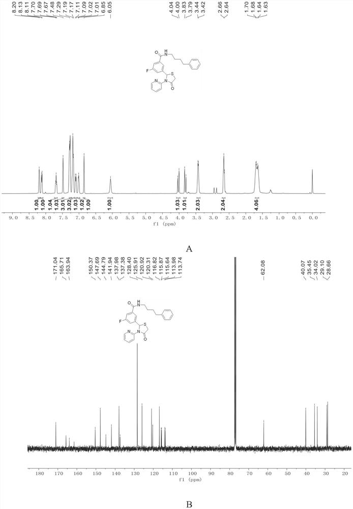 3-(3-(heteroaryl)-4-thiazolinone)-N-aryl benzamide compound and synthesis and application thereof