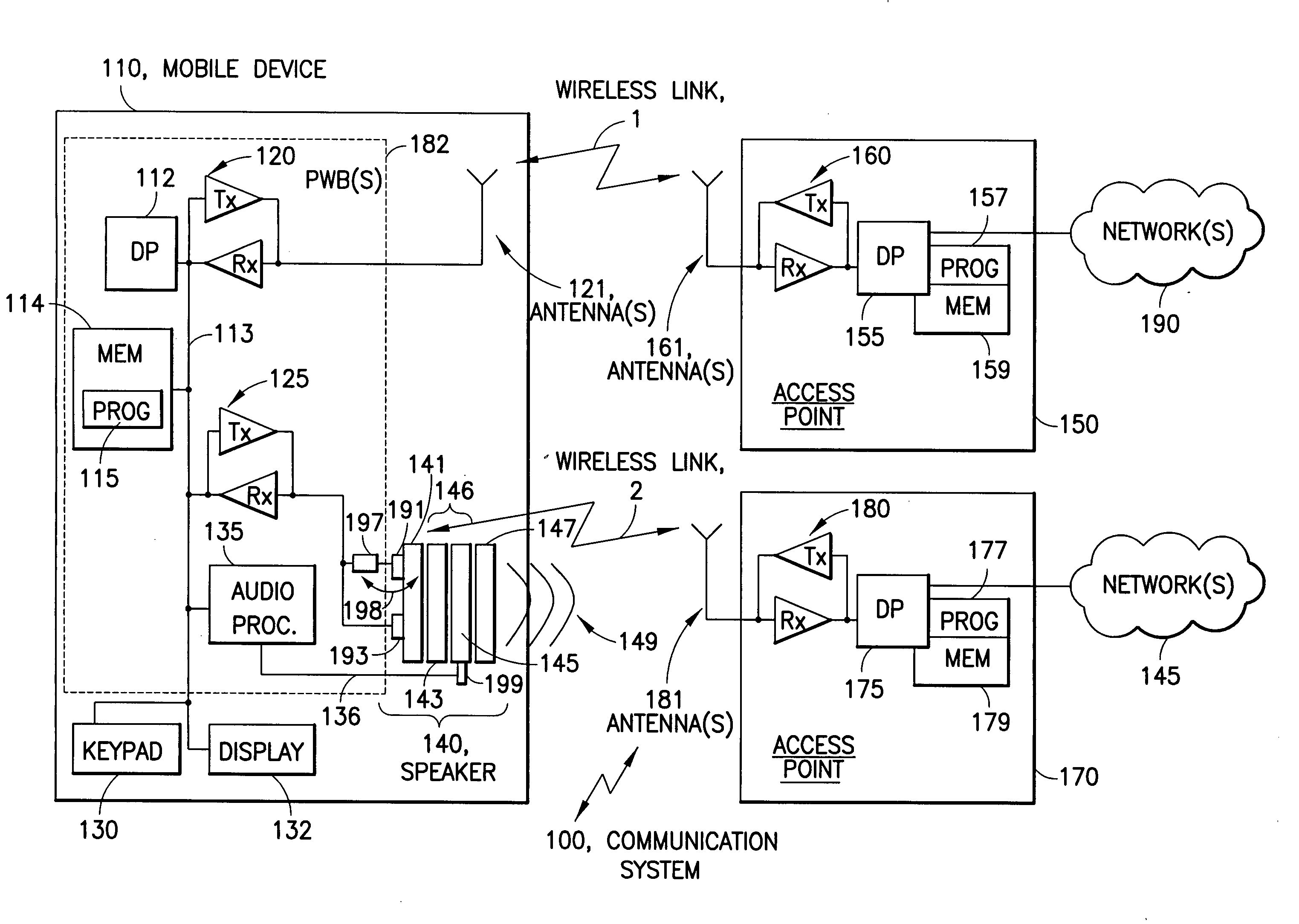 Using a conductive support of a speaker assembly as an antenna