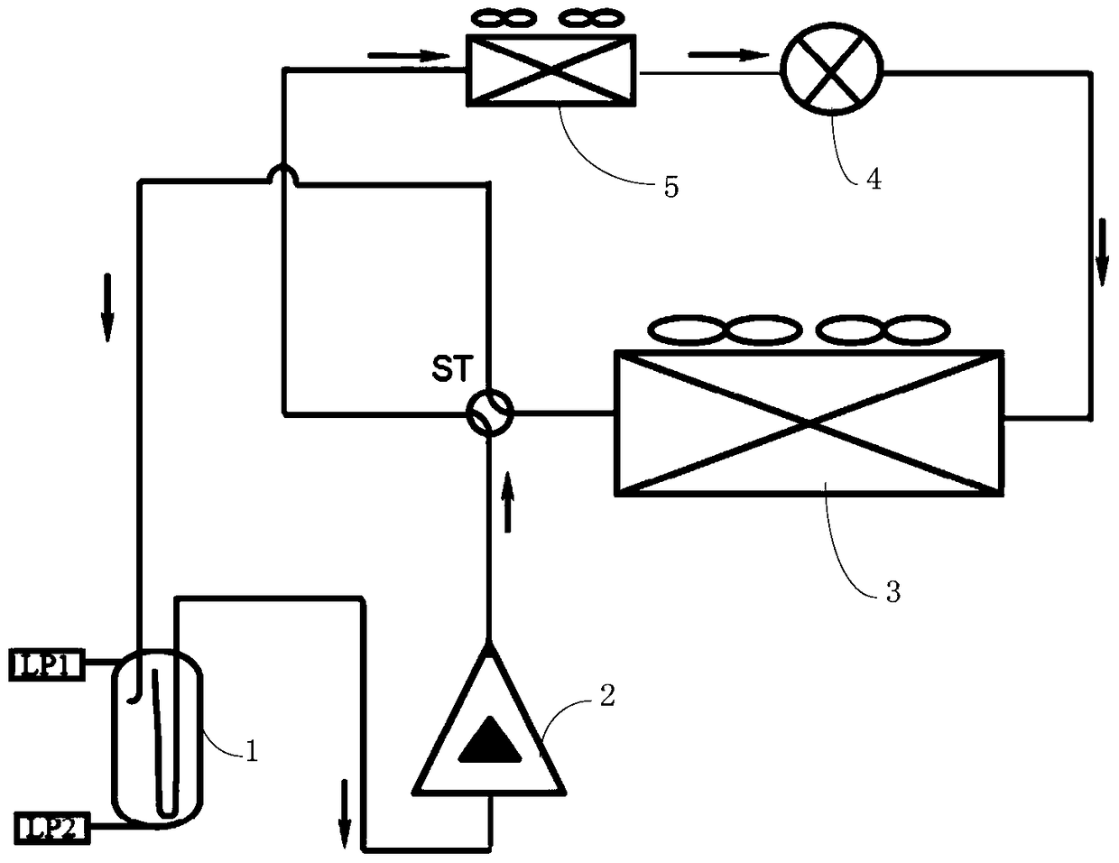 Gas-liquid separator, air-conditioning system and control method for preventing liquid return from compressor