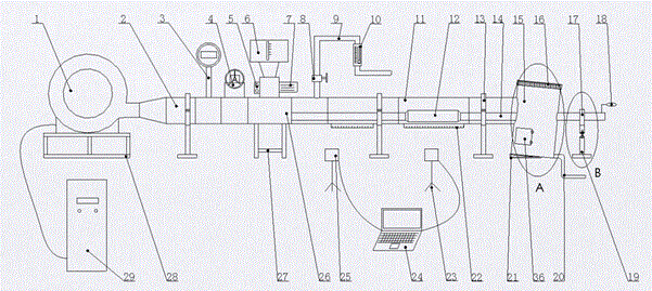 Pneumatic drill horizontal well annulus cuttings simulation device