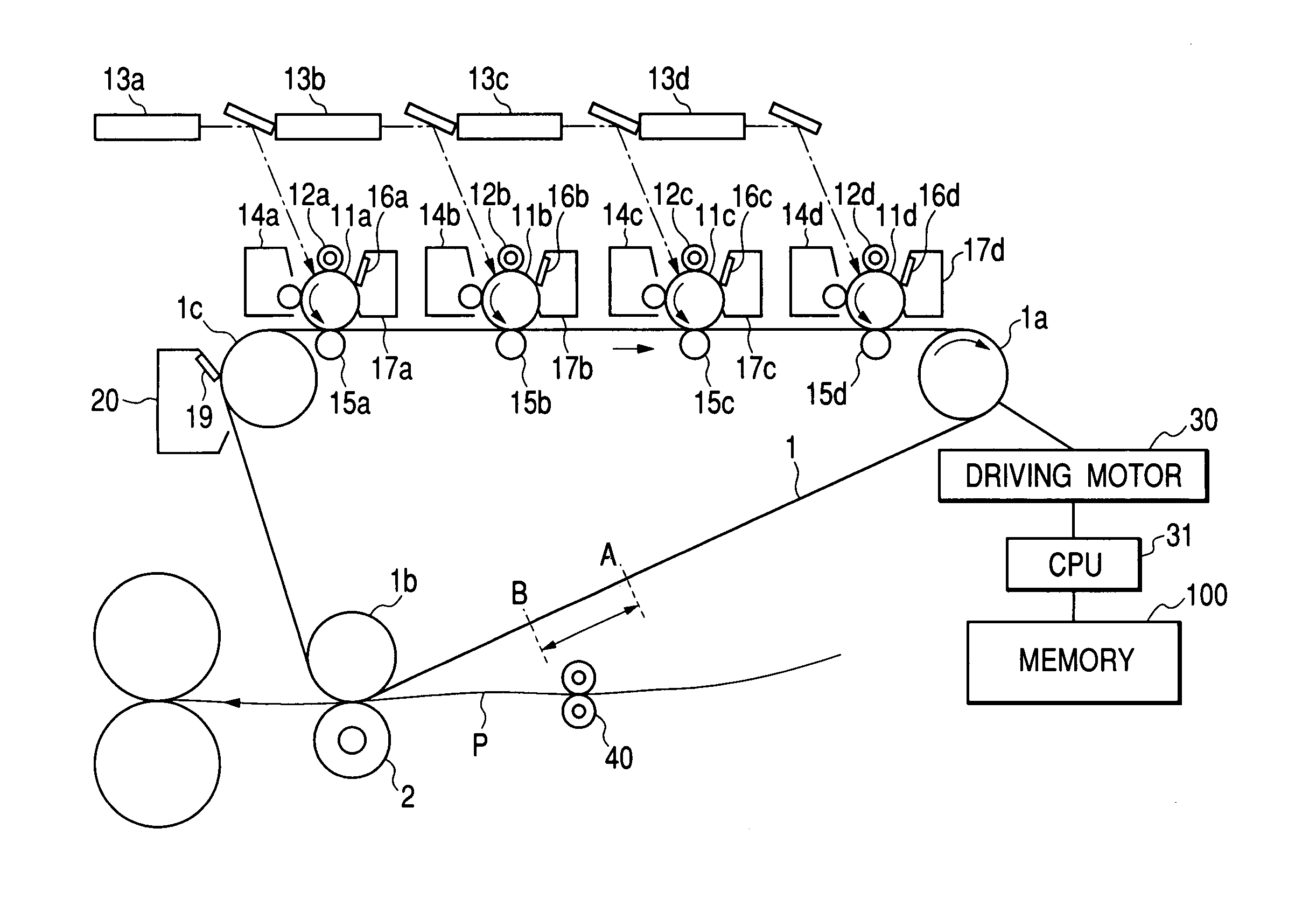 Image forming apparatus which controls transferring timing to the paper according to a change of process speed