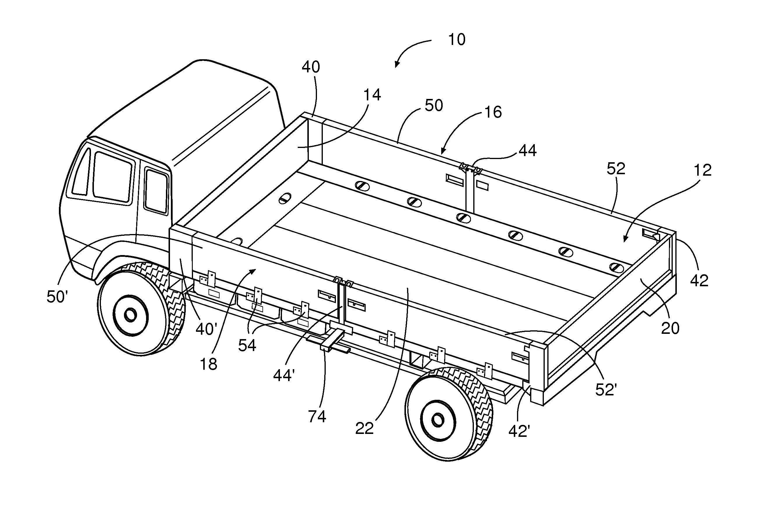 Cargo bed structure comprising fiber reinforced polymer components