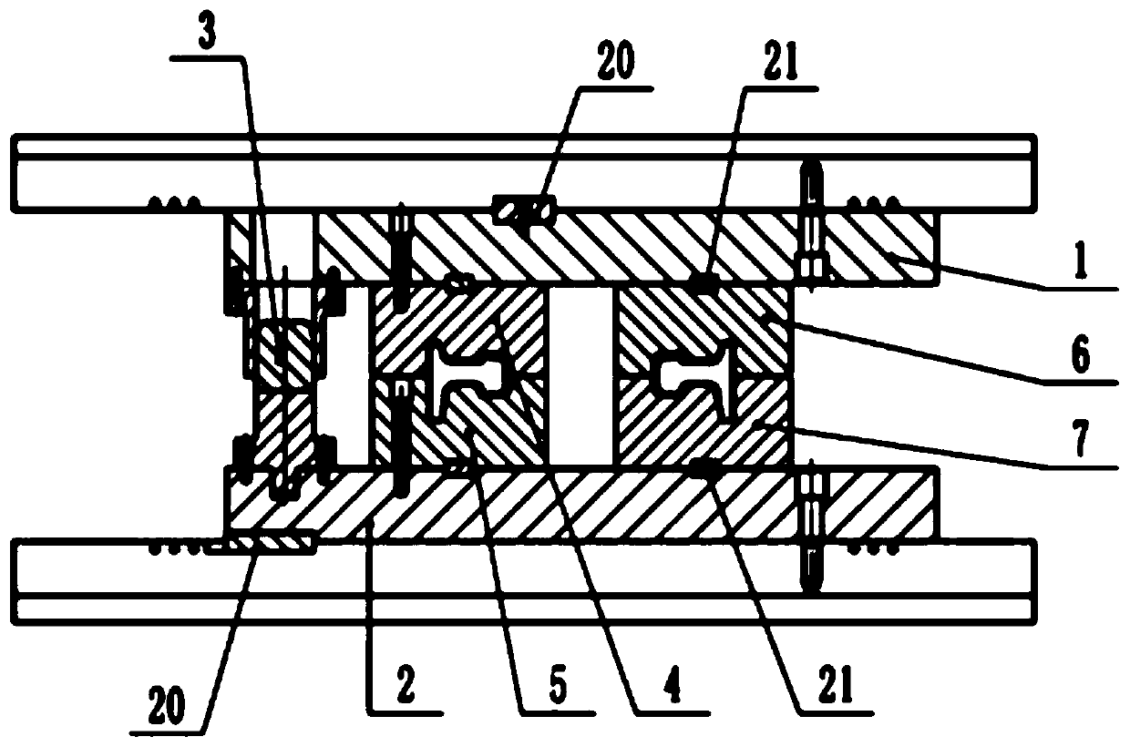Upsetting device for steel rail with asymmetric section