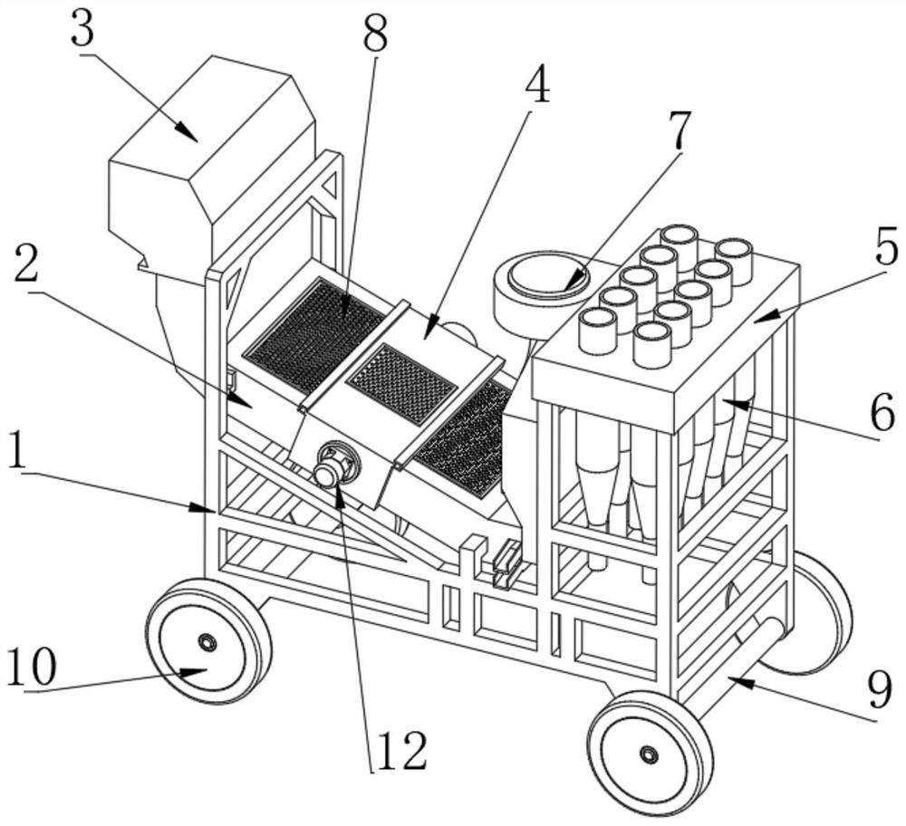 Agricultural soil loosening fertilizer applicator with screening device