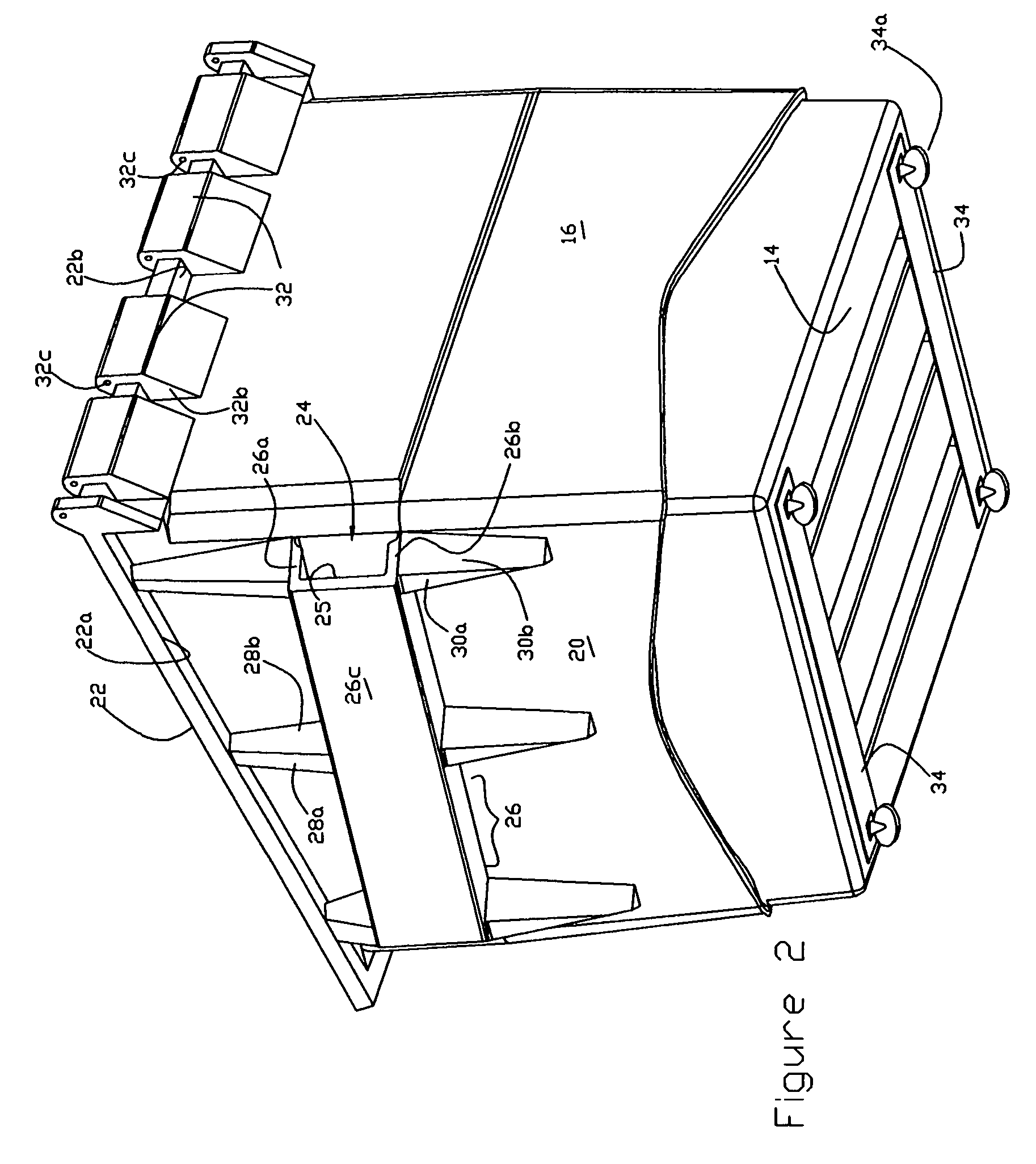 Molded plastic waste container with integral side channels for receiving lifting prongs and method